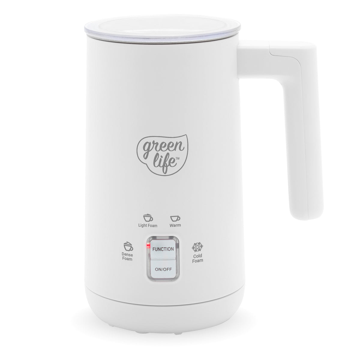 GreenLife Electric Milk Frother - Handheld Automatic Foam Maker for Coffee, Latte & Cappuccino - Perfect for Home, Office & Cafe Use - White