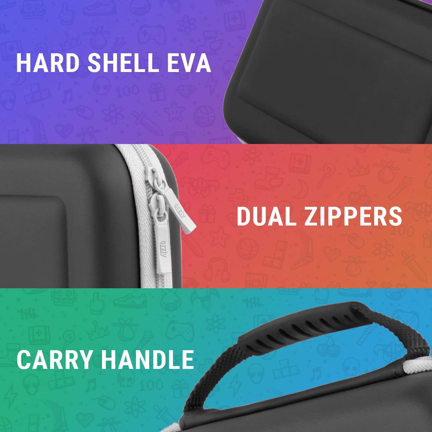 Orzly Protective Carrying Case for Nintendo Switch OLED Console - Durable Travel Case with Accessories & Game Storage Compartment - Easy Clean Design - Perfect for Travel, Gaming on the Go & Gift Giving