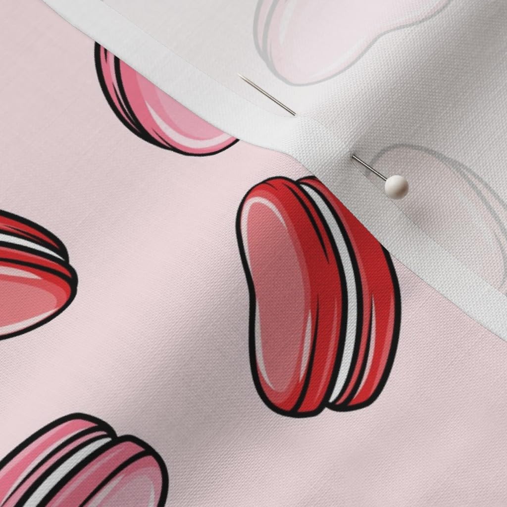 Heart Macarons Valentine's Day Printed Cotton Fabric - Pink Hearts Love Cookies Design on Petal Signature Cotton, Fat Quarter for Sewing, Quilting, Apparel & Crafts | Perfect for DIY Valentine Gifts, Home Decor & Fashion Accessories