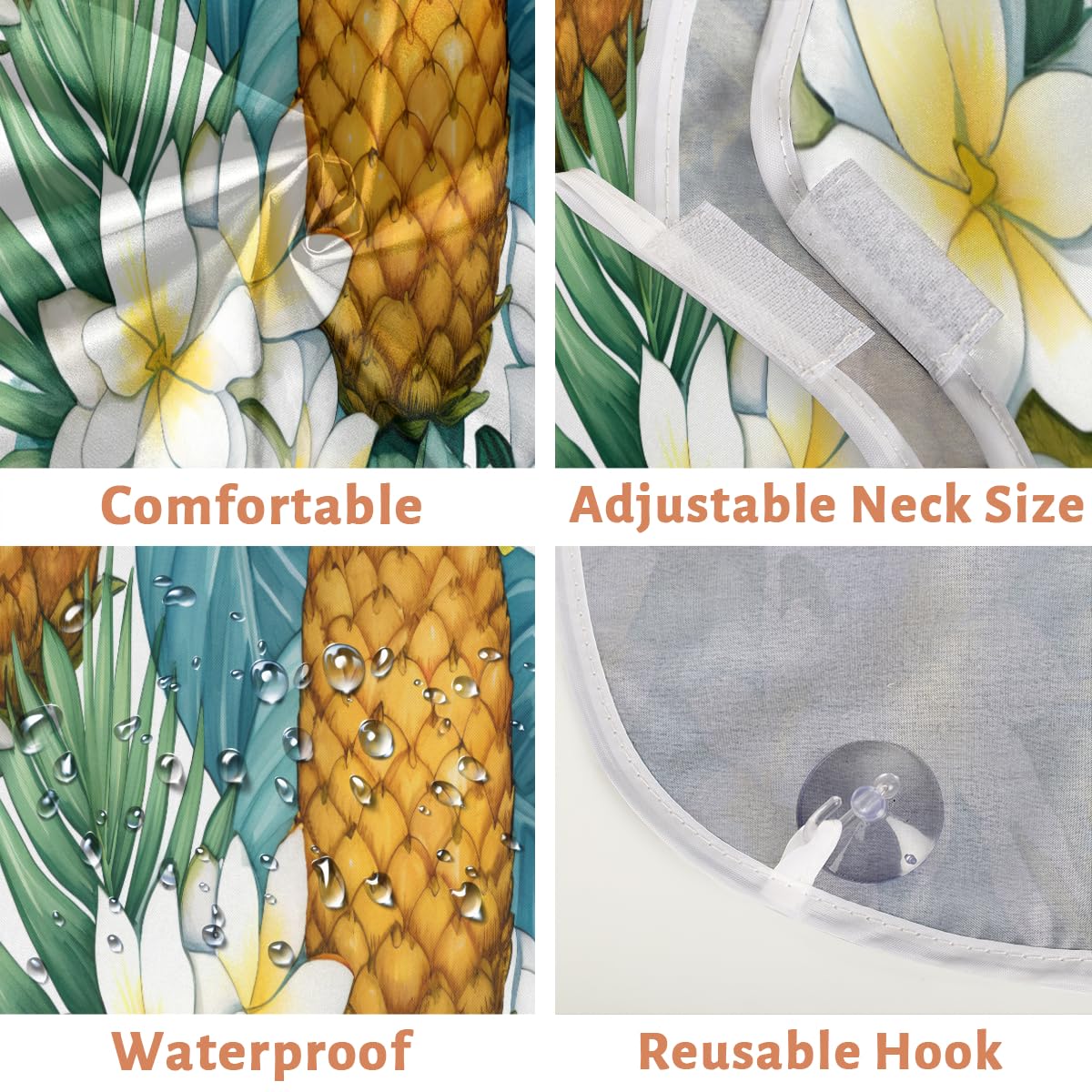 Pineapple Flower Print Beard Shaving Bib for Men - Waterproof Makeup & Hair Dye Apron, Barber Cape for Haircut & Beard Trimming - Sink Hair Catcher & Grooming Accessory (Great for Salon, Home Use & Gift Ideas)