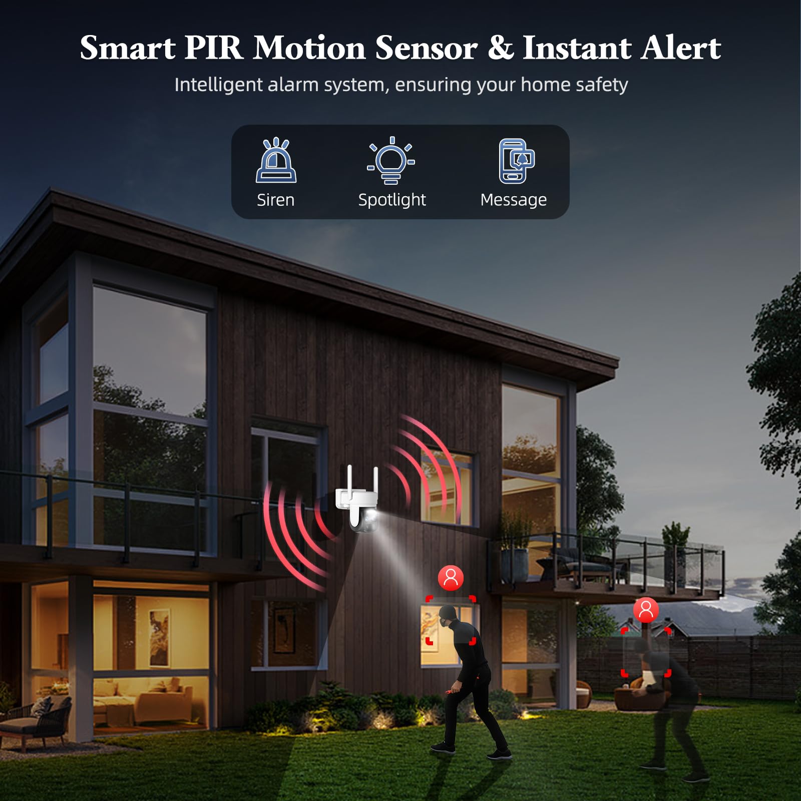 4K Wireless Outdoor Solar Security Camera - 360° PTZ, Battery Powered with 3W Solar Panel & Dual Lens, 8MP Color Night Vision with Spotlight - Ideal for Home Security, Yard Monitoring & Property Protection