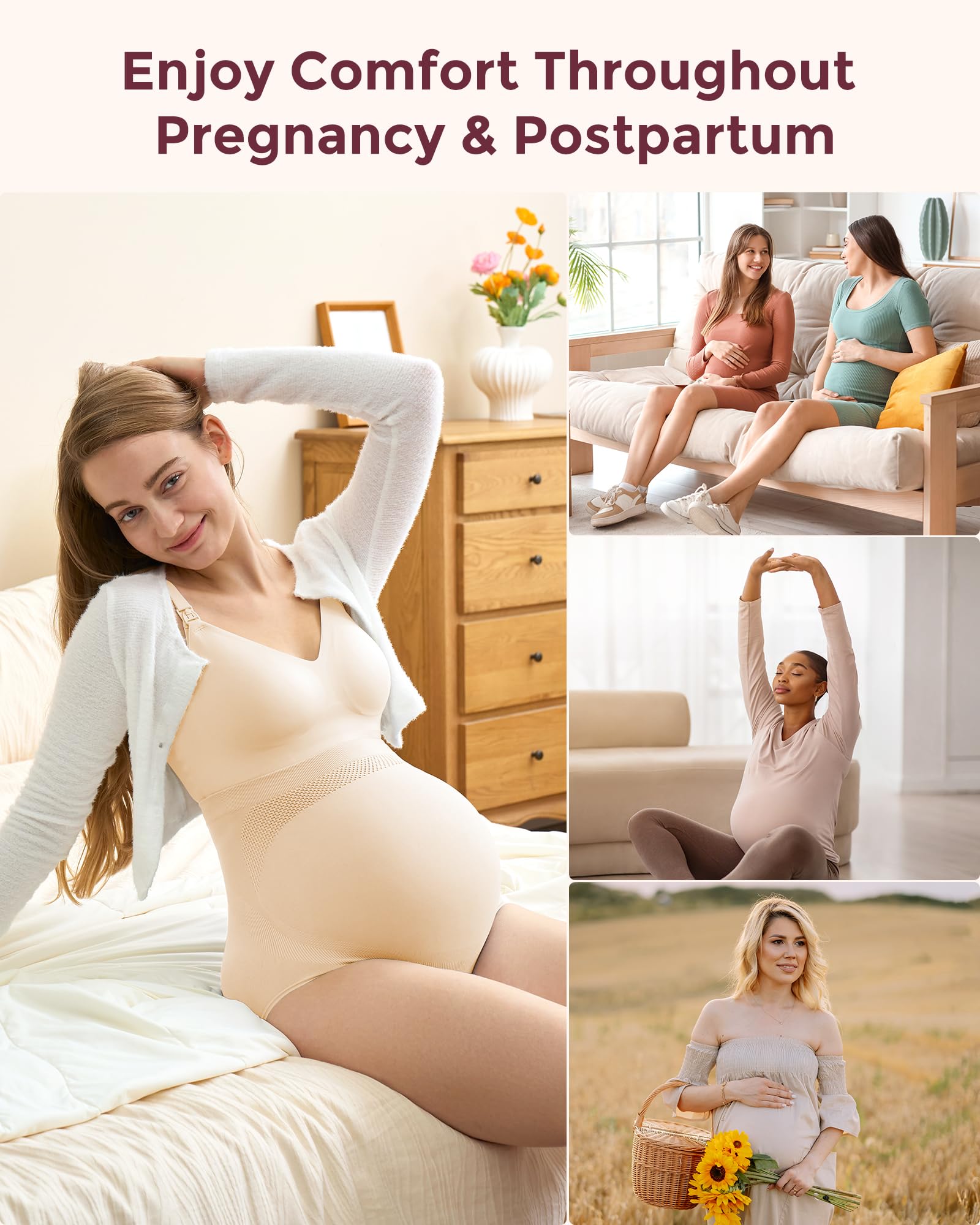 Momcozy Women's Maternity High Waist Underwear - Soft Seamless Pregnancy Underwear Over Bump for Comfort & Support - Perfect for Everyday Wear, Sleeping & Postpartum Recovery