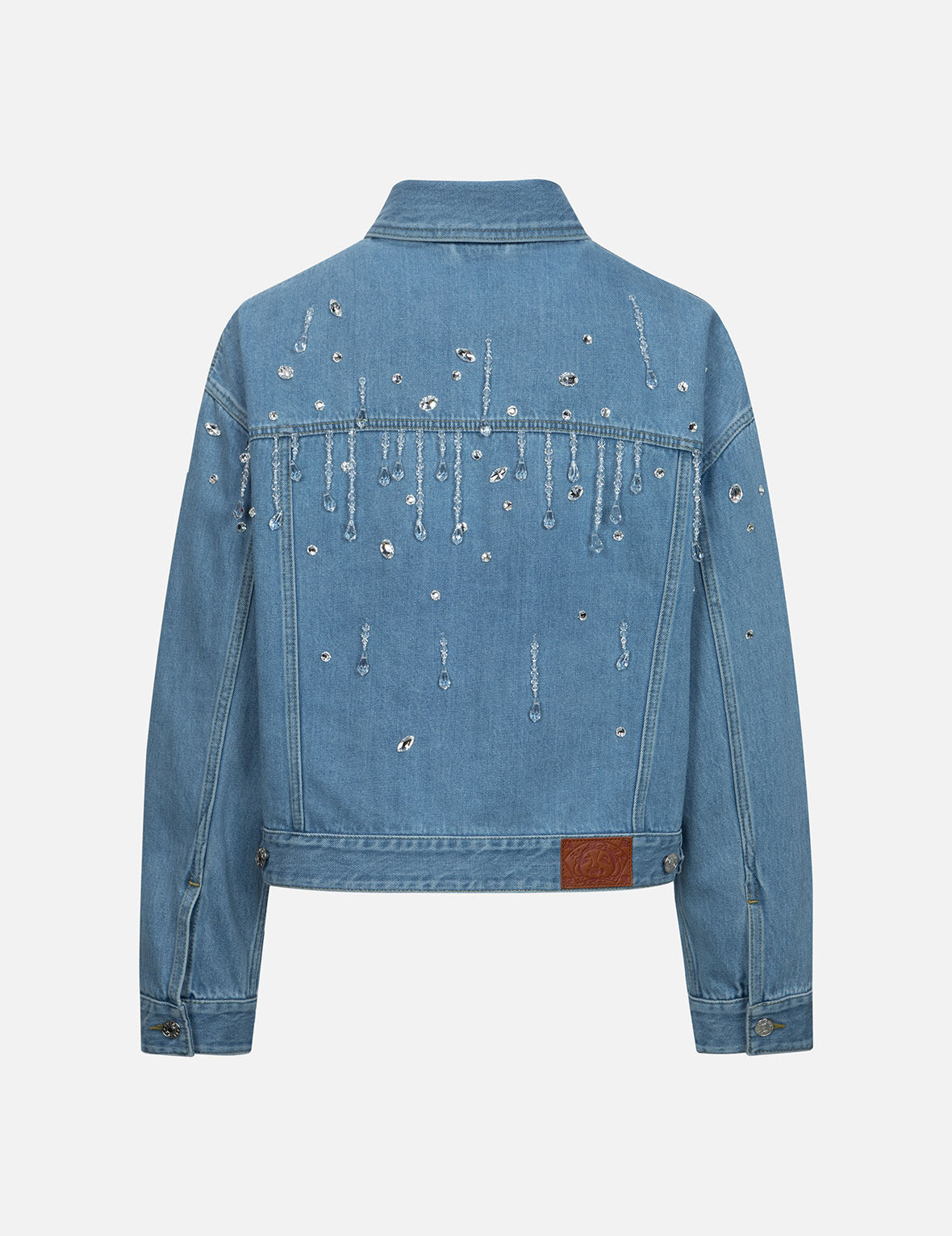 Crystal Embellished Oversized Denim Jacket for Women - Trendy Rhinestone Decorated Distressed Denim Coat - Perfect for Casual Outfits, Parties & Streetwear Fashion