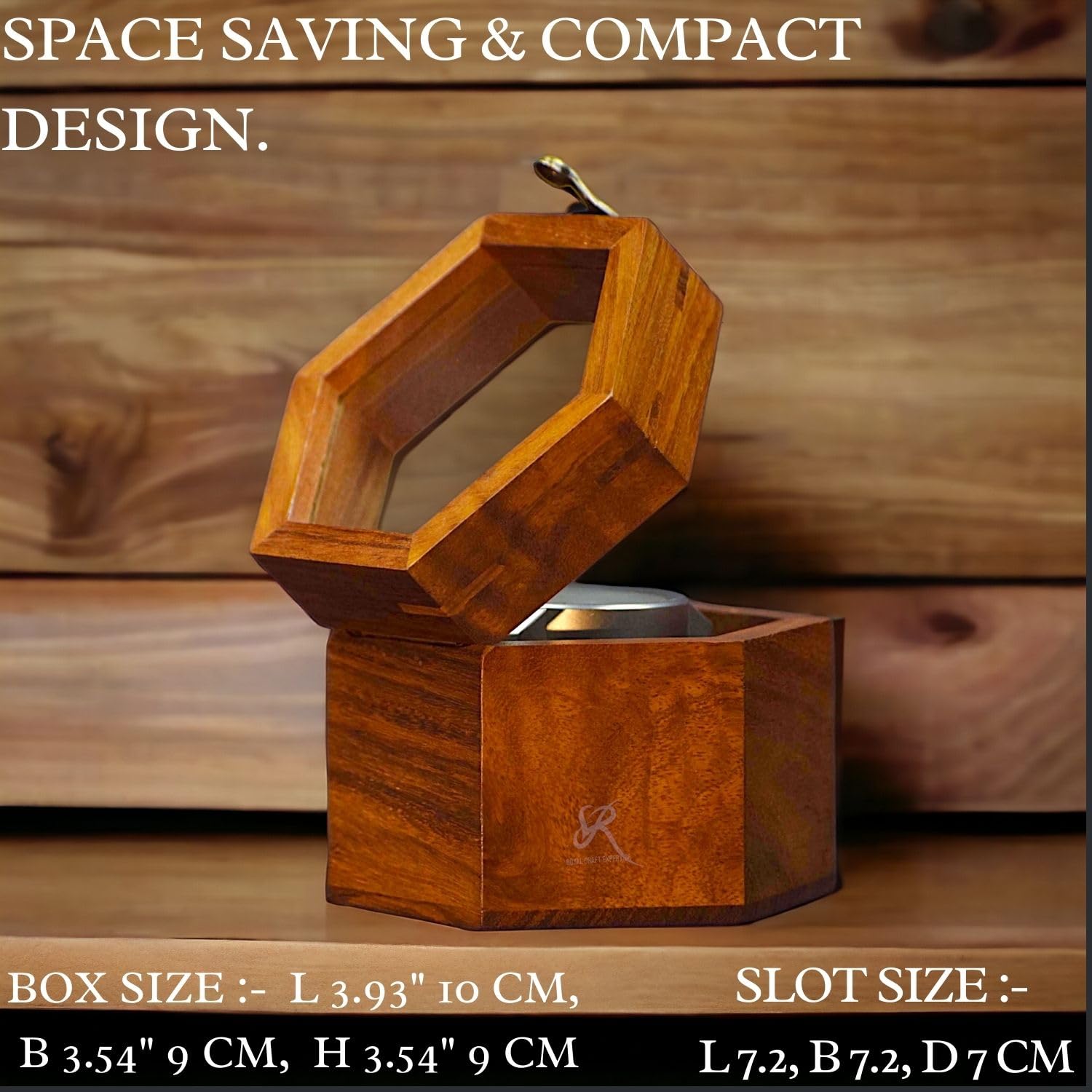 Premium Single Slot Watch Box for Men - Dark Rosewood Watch Display Case with Glass Lid | Luxury Watch Organizer & Travel Storage | Valentine's Gift for Him, Business & Home Decor Use