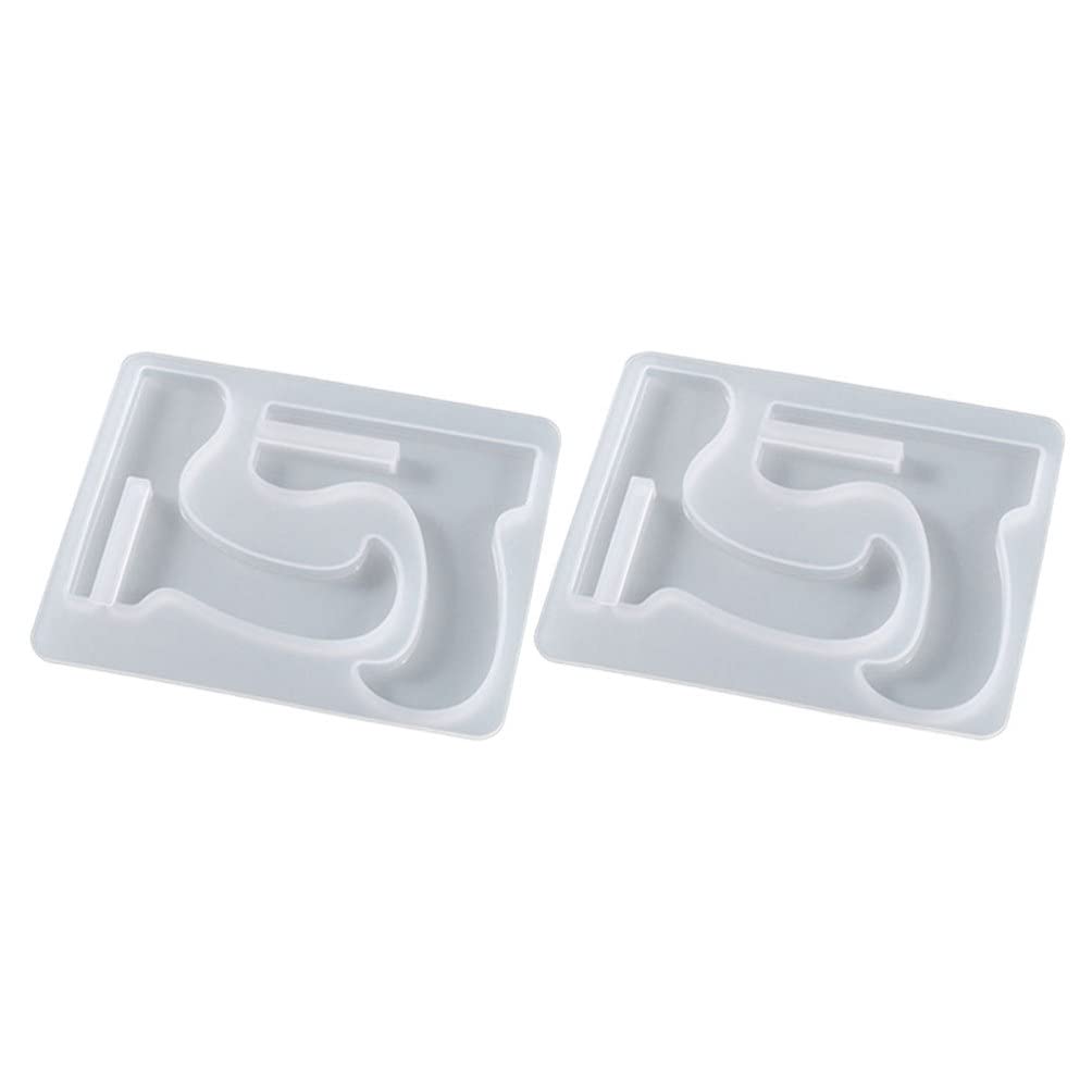 2-Pack DIY Resin Bookmark & Phone Holder Mold Set - Epoxy Crystal Phone Stand for Home Display, Crafting, and Gifts - White Silicone Mold for Resin Art Projects