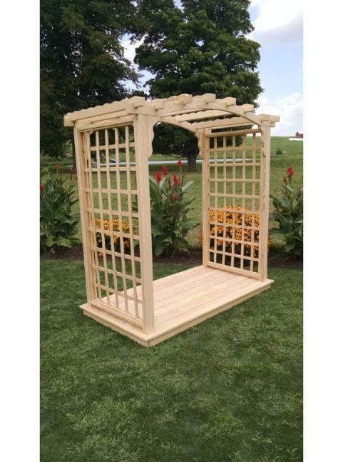 Amish Handcrafted Pine Cambridge Arbor & Deck - Premium Outdoor Garden Furniture for Patio, Deck & Backyard Relaxation