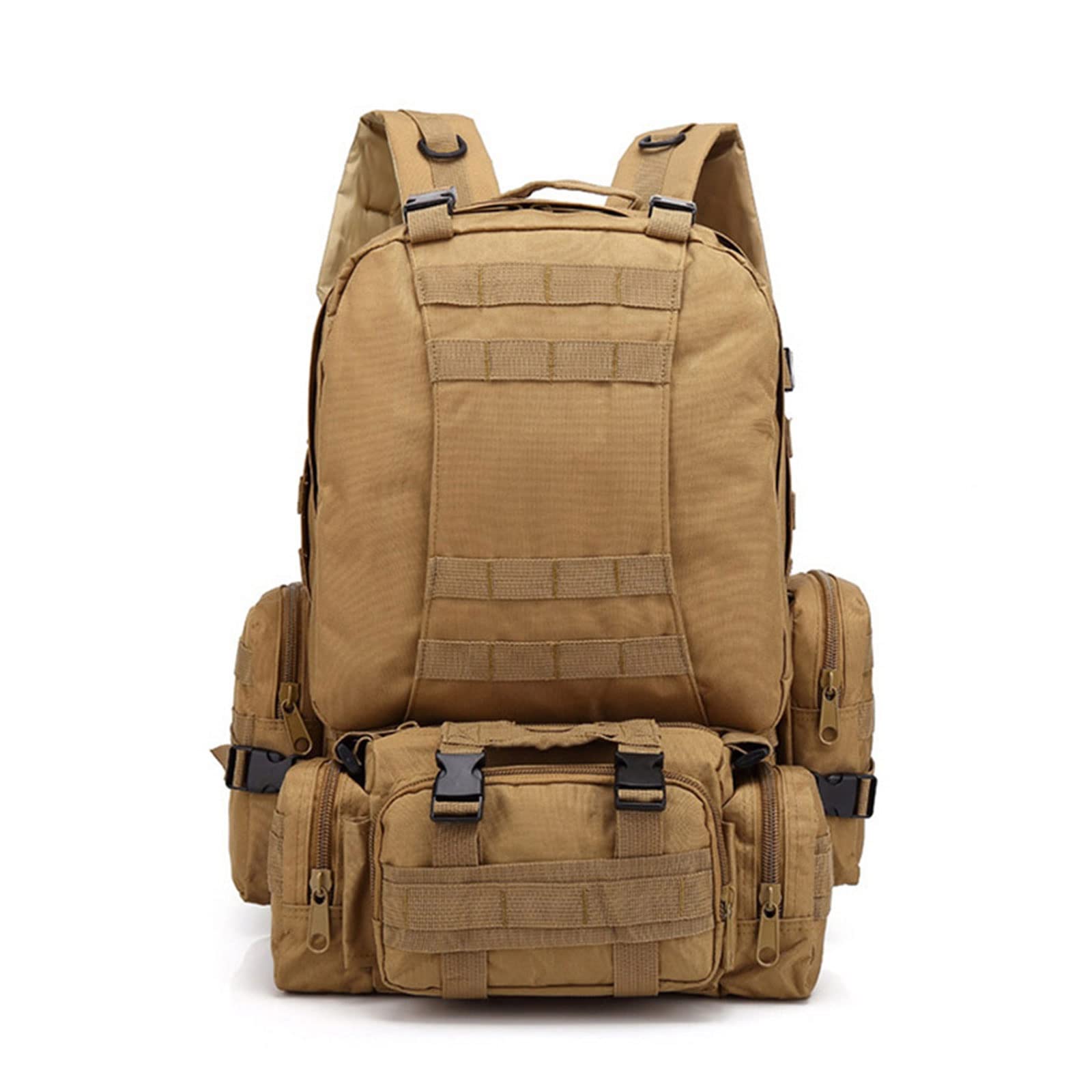 55L Tactical Backpack for Men & Women - Waterproof Military Backpack for Survival, Travel, Hunting, Hiking, Fishing, Gym & School | Durable Khaki Outdoor Backpack for Camping, Work Commute & Everyday Use