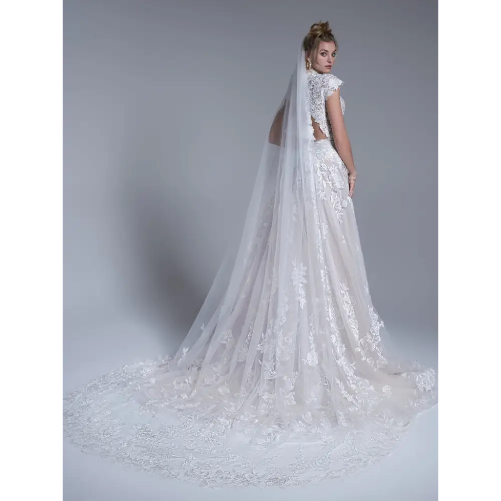 Sottero and Midgley Kingsley Veil - Elegant Wedding Veil with Lace Trim | Perfect for Bridal Accessories, Ceremonies & Photo Shoots