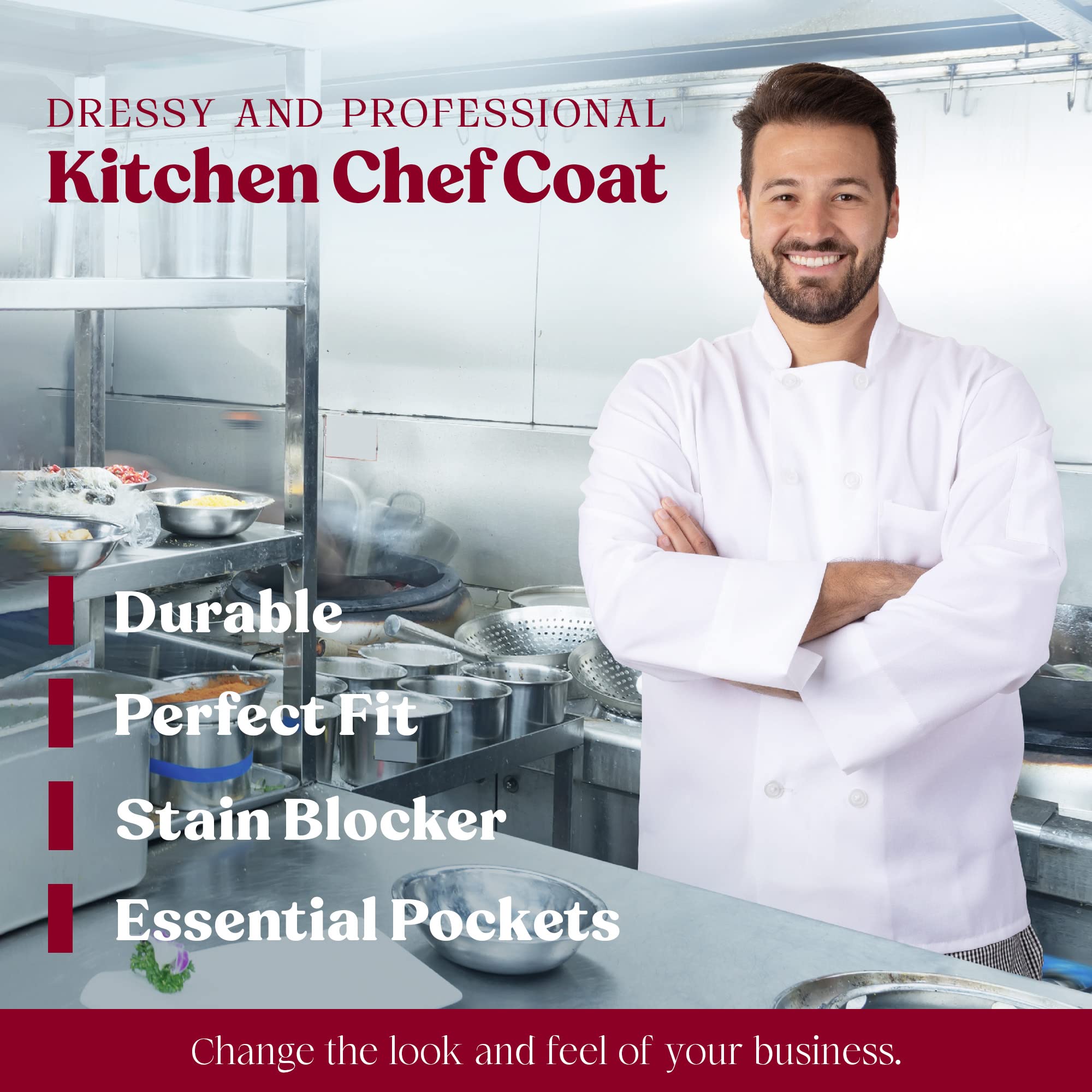 Professional Restaurant Chef Coats - Bulk Pack of White Kitchen Uniforms for Culinary Staff & Cooking Enthusiasts | Perfect for Commercial Kitchens, Catering & Culinary Schools