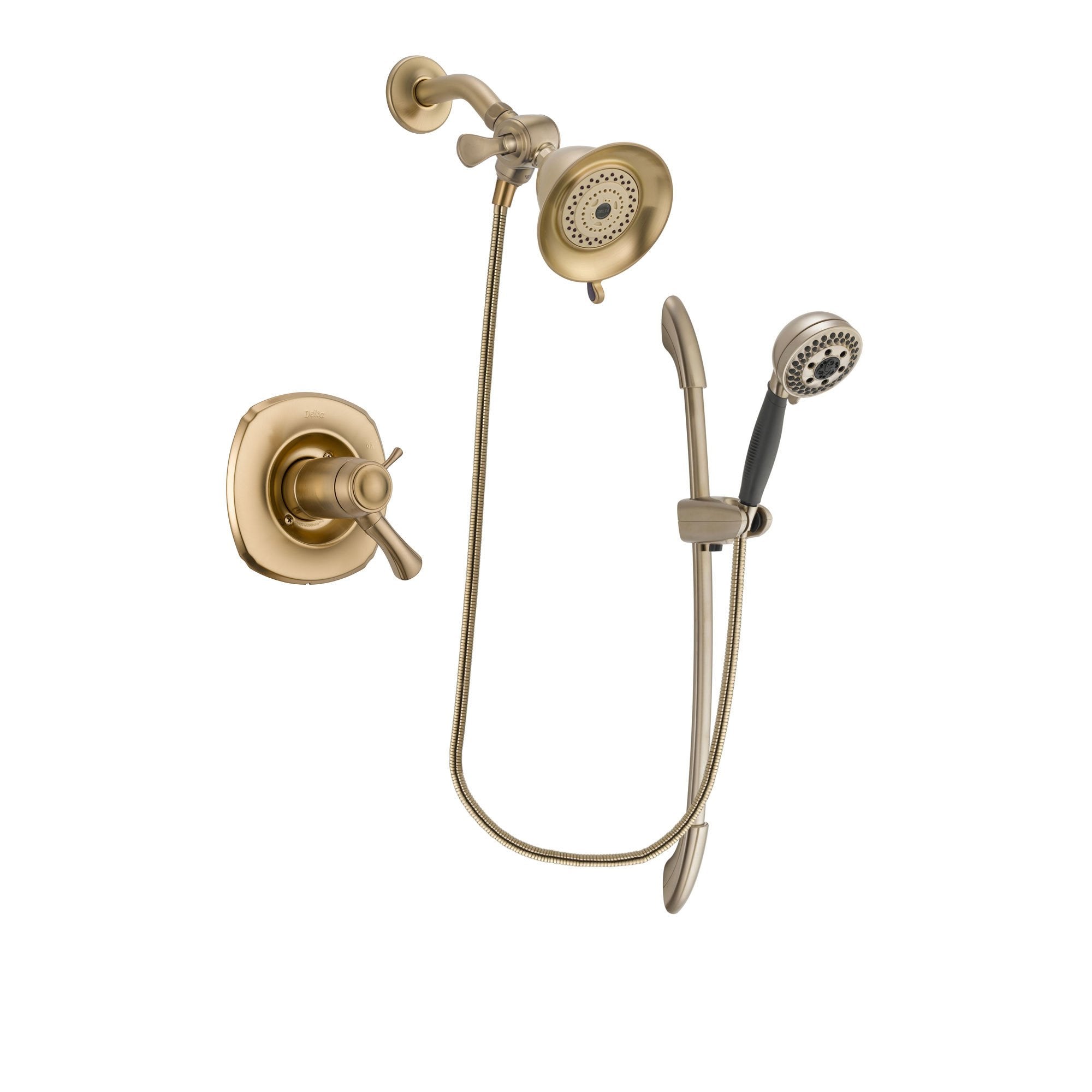 Delta Addison Champagne Bronze Thermostatic Shower System with Water-Efficient Shower Head & 5-Spray Handshower - Includes Rough-in Valve DSP3322V - Perfect for Modern Bathroom Renovations & Luxury Spa Experience