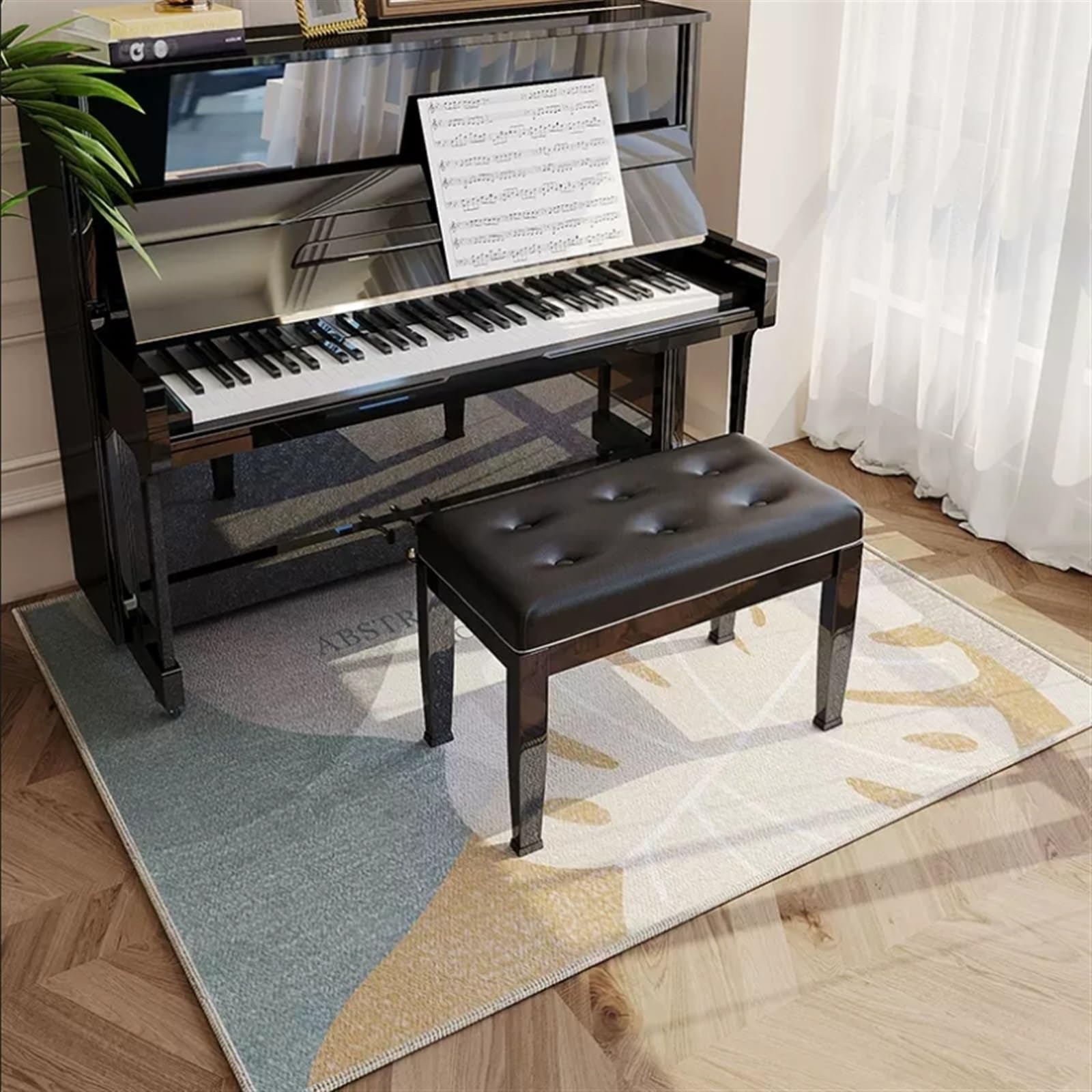 Non-Slip Music Themed Area Rug - 160x180cm Piano Carpet for Bedroom, Living Room & Entrance - Perfect Gift for Pianists & Music Lovers (D Color) | Ideal for Piano Protection, Home Decor & Cozy Flooring