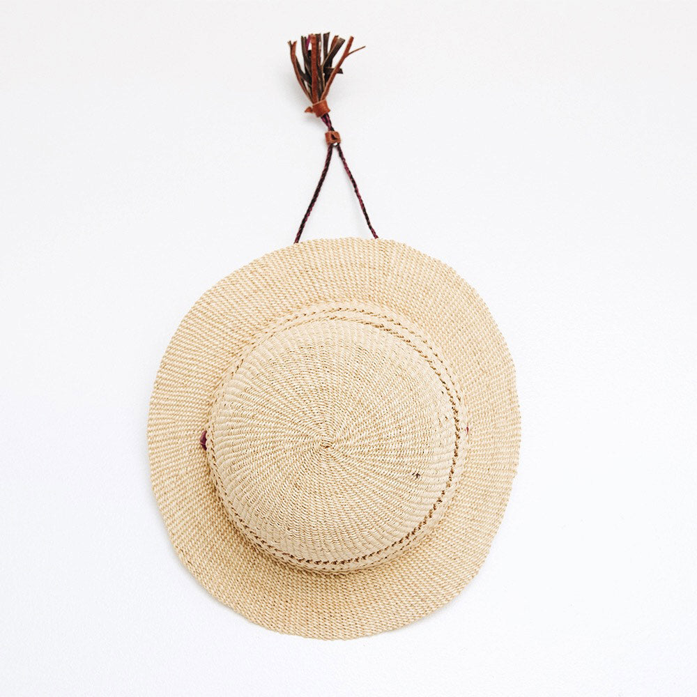 Stylish Ghanaian Lace Design Straw Hat with Short Brim - Perfect for Beach Vacations, Summer Outfits, and Outdoor Events