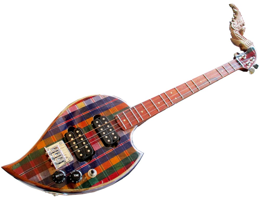 Isarn Electric Phin 3 Strings - Authentic Thai Lao Guitar Instrument | Traditional Thai Musical Pin54 for Performances, Cultural Events & Home Decor
