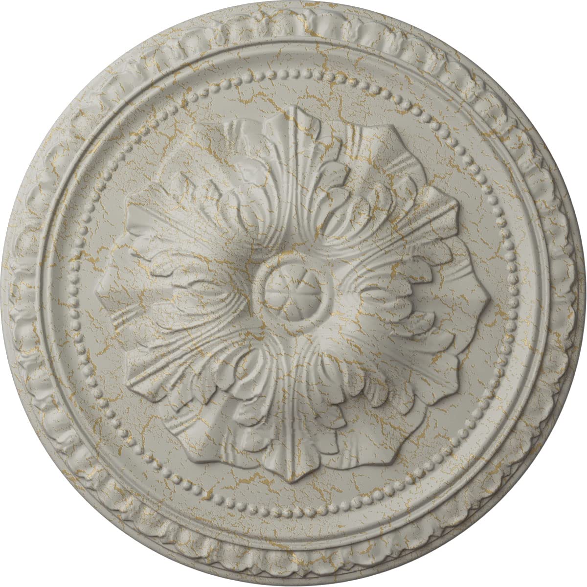 Ekena Millwork CM18RIPCC 18 Inch Richmond Ceiling Medallion - Hand-Painted Pot of Cream Crackle Finish, 1 3/8