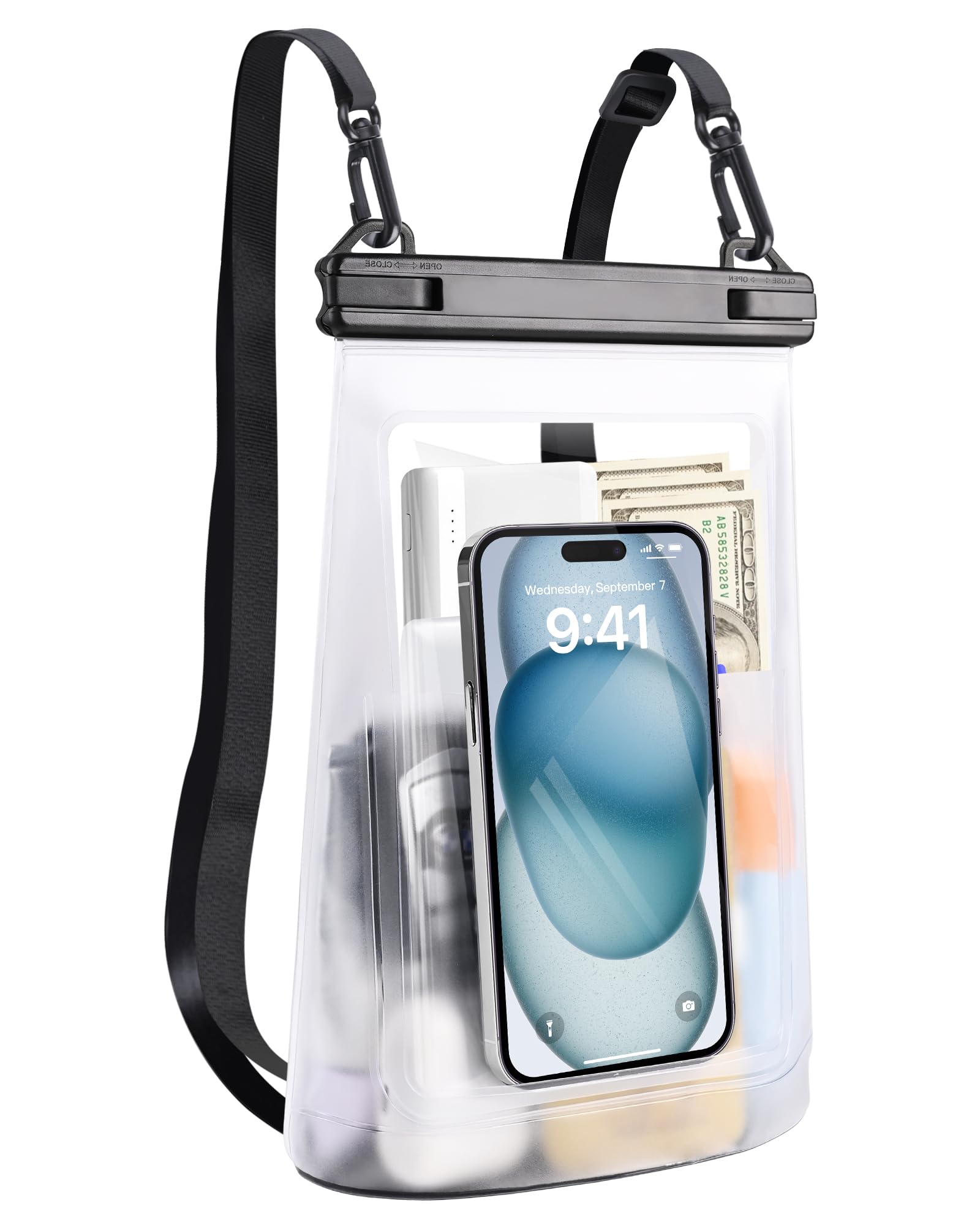 2L Waterproof Phone Pouch for iPhone 16 15 14 11 Pro Max & Galaxy S24 S21 - Floating Dry Bag with Large Capacity - Waterproof Phone Case for Beach, Swimming, Kayaking, Boating, Snorkeling - Stores Phone, Keys, Sunscreen & Sunglasses Safely