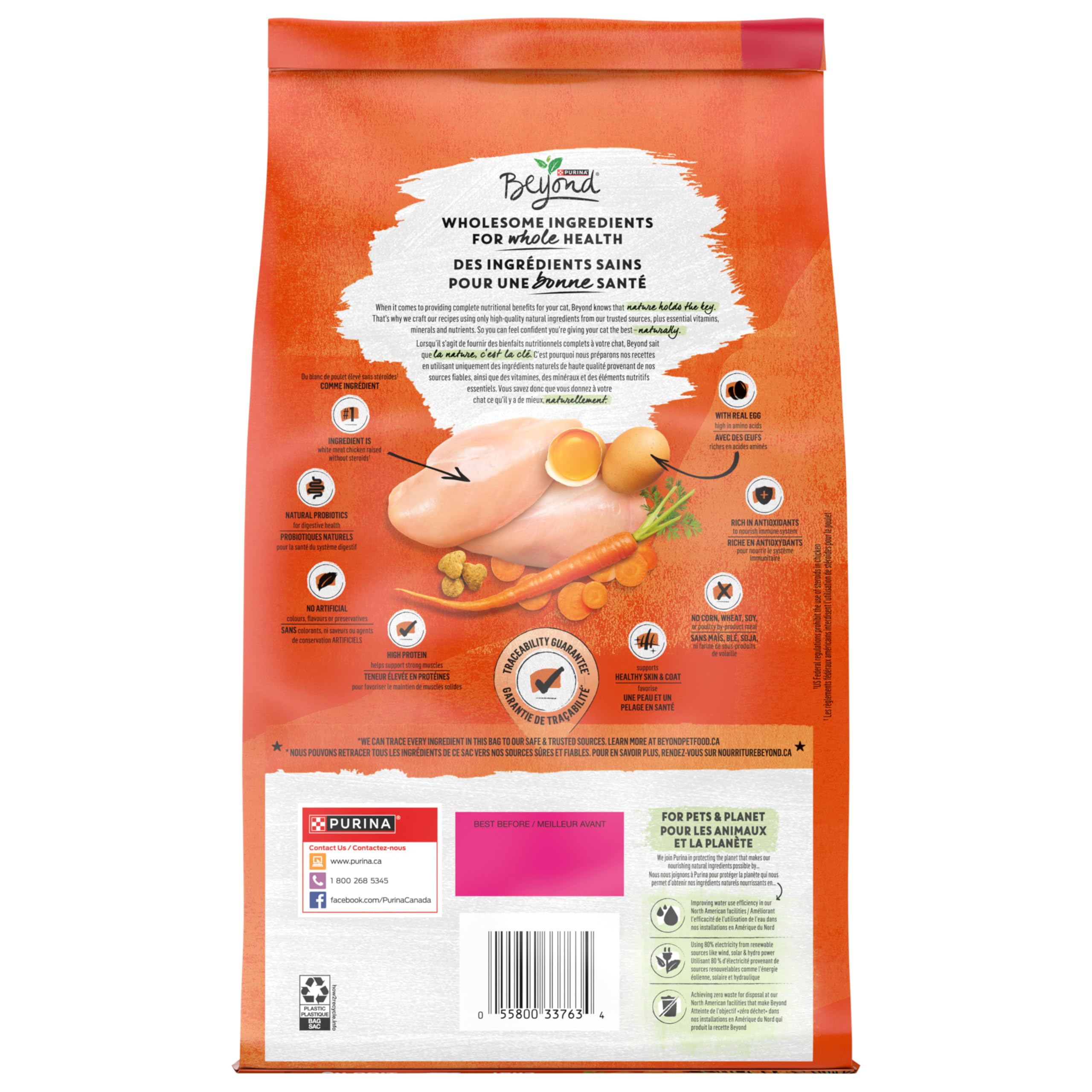 Beyond Grain Free Natural Dry Cat Food with Farm-Raised Chicken & Egg - 1.36kg Bag for Adult Cats - High Protein Kibble for Healthy Skin & Coat - Perfect for Indoor & Outdoor Cats