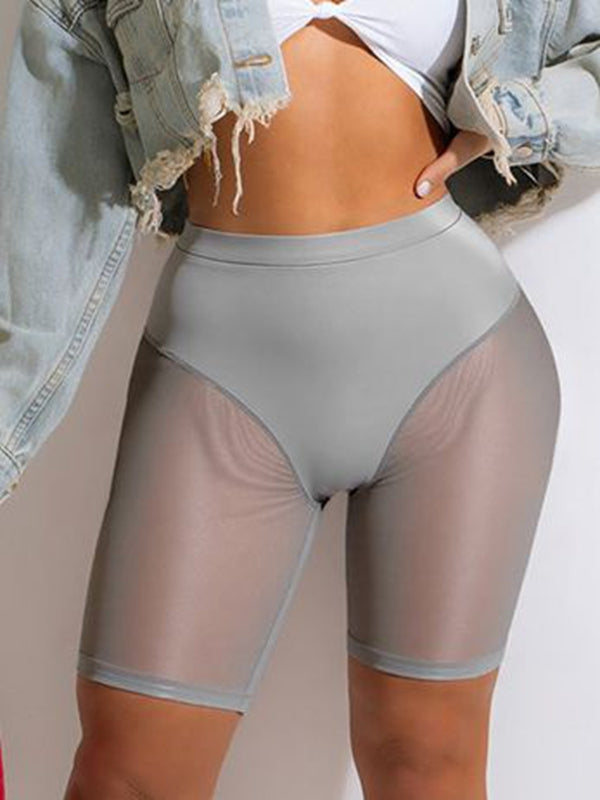 ZASUWA Women's Sexy Sheer Mesh Faux Leather High Waist Butt Lifting Shorts - Perfect for Night Out, Club Wear & Body Shaping