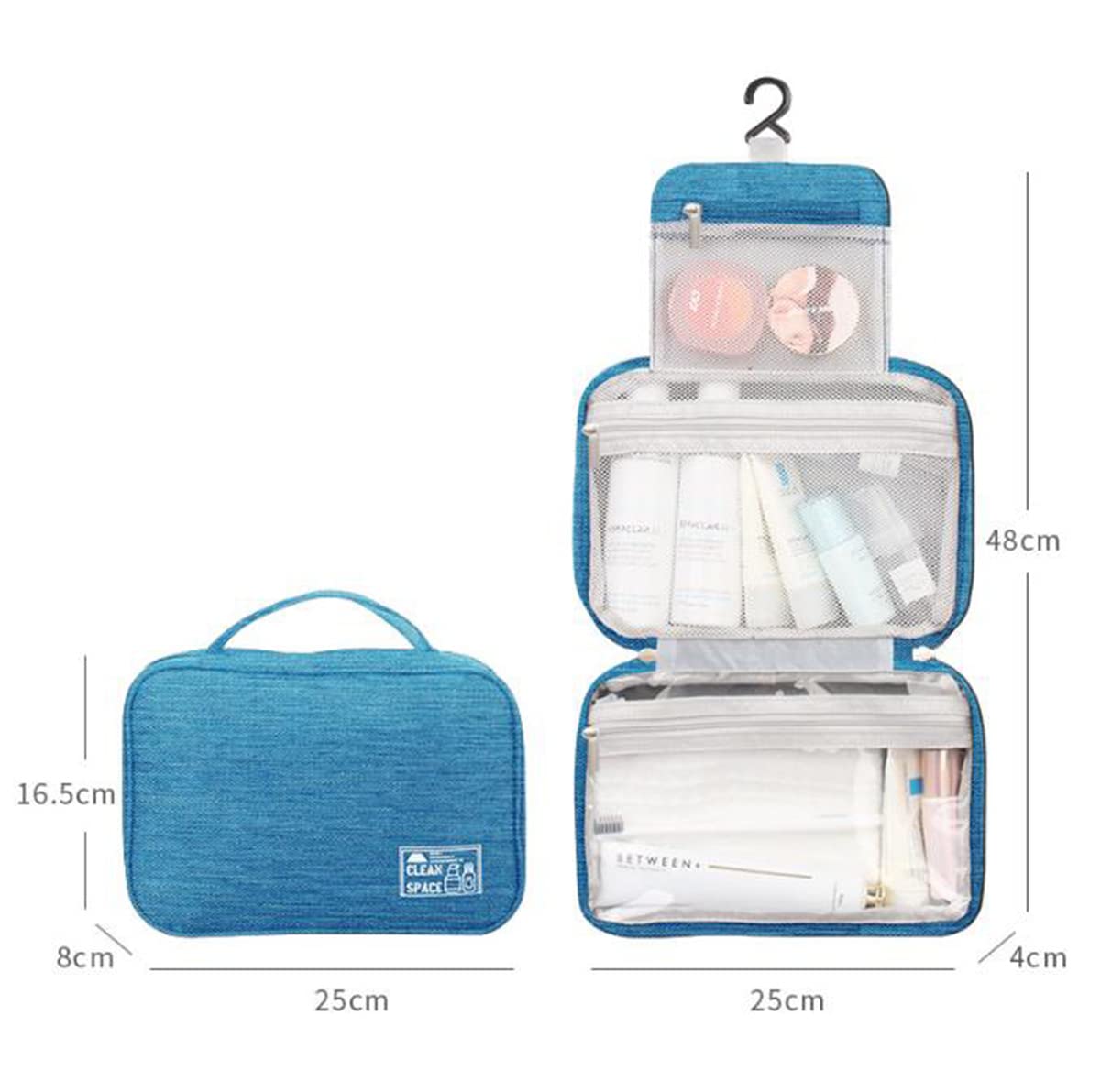 LELEBEAR Hanging Toiletry Bag for Travel - Large Waterproof Cosmetic Organizer with 3 Compartments & Hook - Perfect for Makeup, Toiletries Storage on Vacation, Camping, Gym, and Business Trips