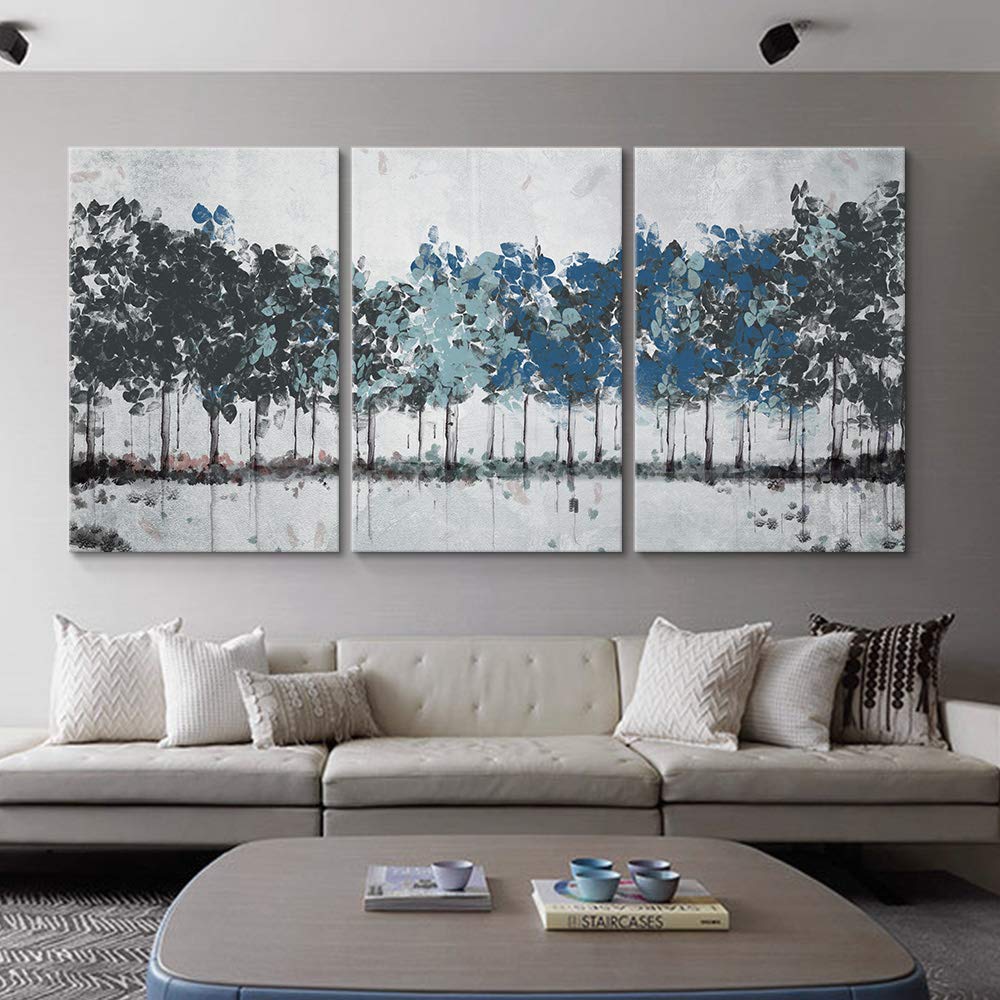 Wall26 - 3 Panel Abstract Tree Forest Oil Painting Canvas Wall Art - Giclee Printed Home Decor for Bedroom & Living Room - 24x36 Inches (Set of 3) - Perfect for Modern Interior Design & Housewarming Gifts