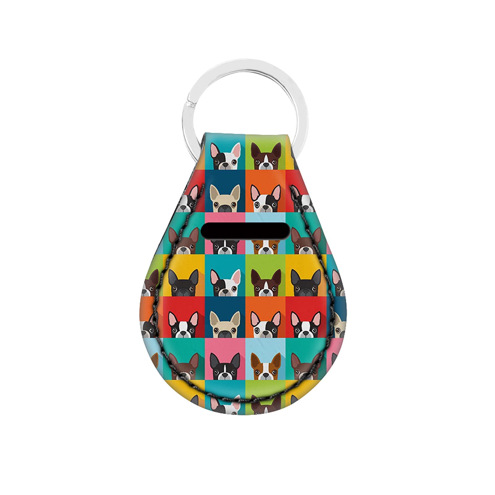 Colorful Boston Terrier Print Keychain - Durable Metal Ring Key Holder for Car Keys | Lightweight Pet Lover Gift for Dog Owners | Perfect for Key Organization & Daily Use