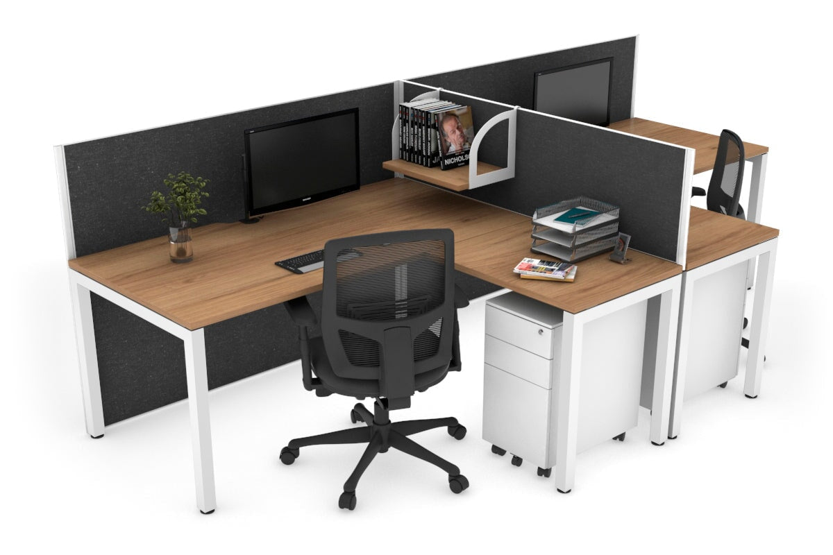 Quadro Square Legs 2-Person Corner Workstation - T-Shaped Office Desk [1400L x 1800W with Cable Management] | Perfect for Home Office & Collaborative Workspaces