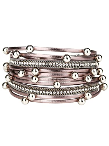 leather wrap bracelets for women(grey)