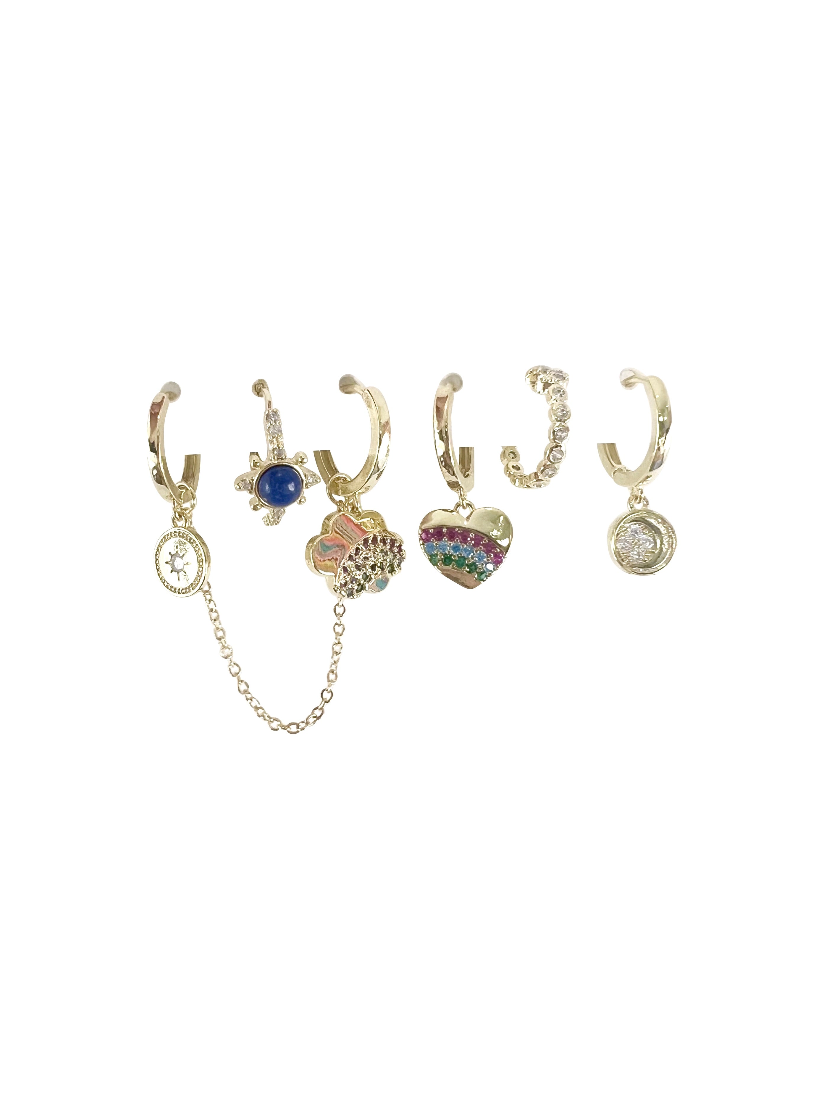 6-Piece Multi Huggie Earrings Set for Women - Trendy Stackable Hoop Earrings for Everyday Wear & Layering Looks
