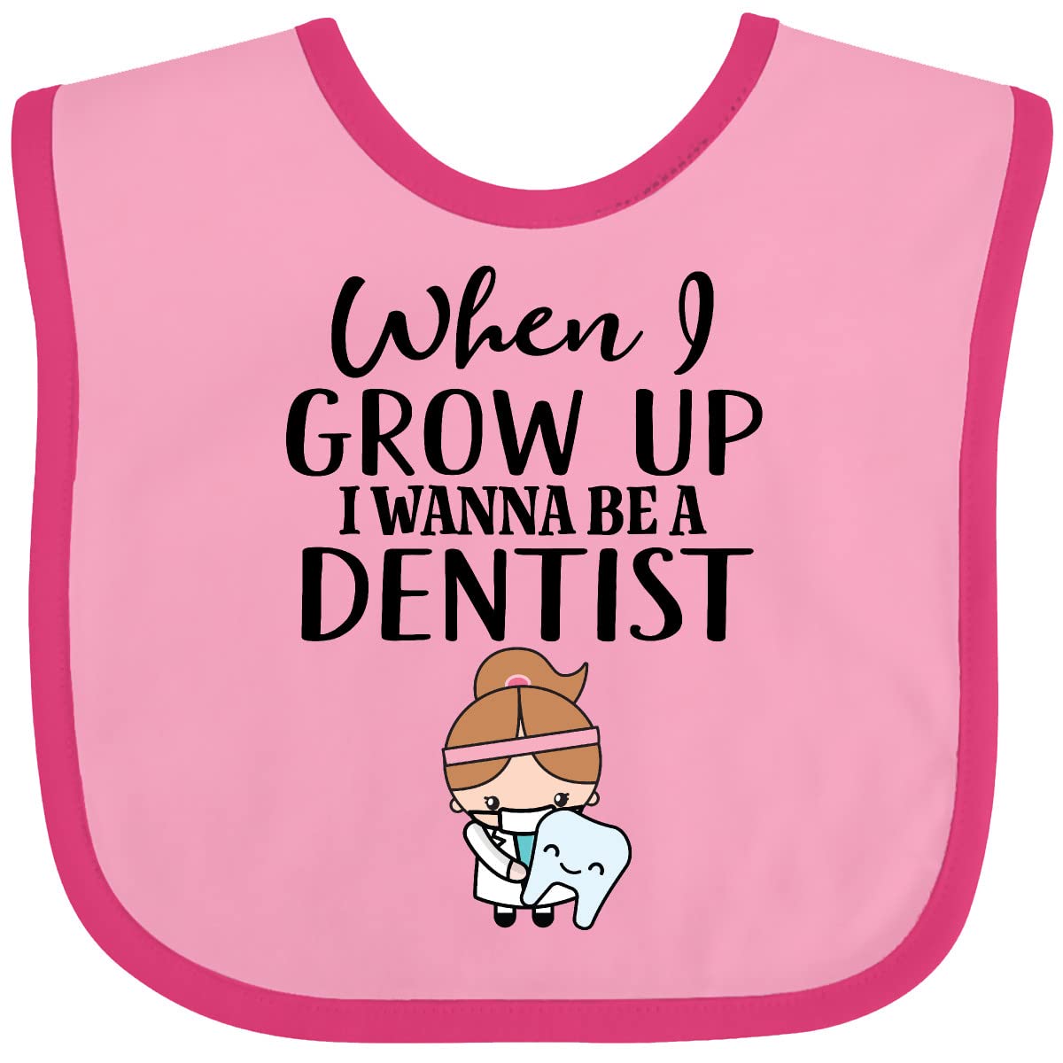 Inktastic Future Dentist Baby Girl Bib - Cute & Soft Cotton Feeding Bib for Toddlers - Perfect for Mealtime, Daycare & Photo Shoots