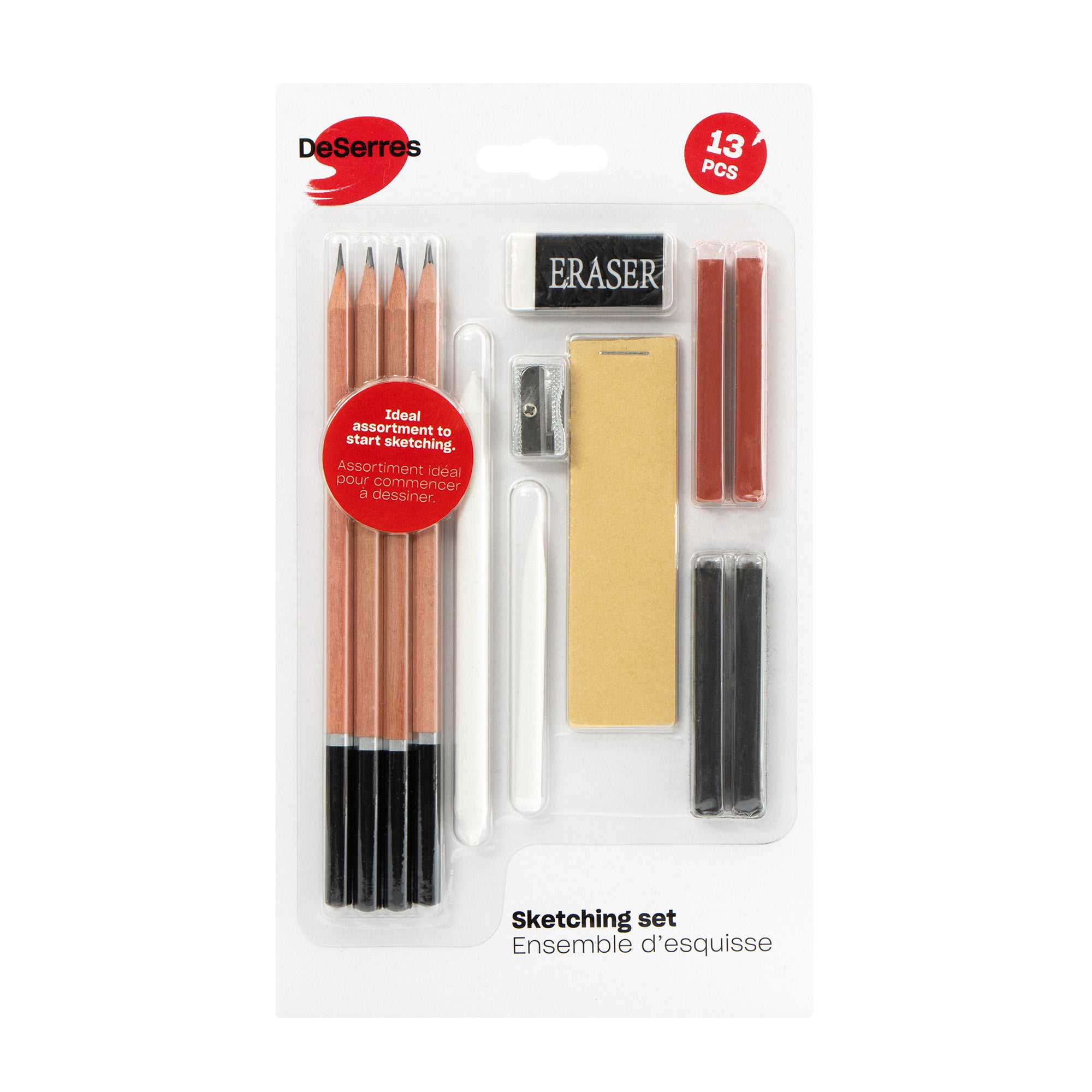 13-Piece Professional Sketching Kit for Artists - Graphite Pencils, Charcoal, Erasers & Blending Stumps - Perfect for Drawing, Sketching & Art Classes