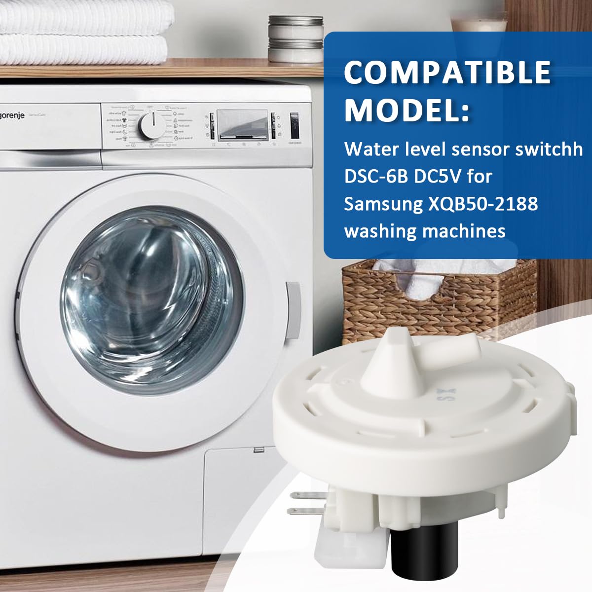 WKZO DSC-6B DC5V Automatic Washing Machine Water Level Sensor Compatible with Samsung XQB50-2188 Washer - Electronic Water Level Pressure Control Valve Replacement Part for Laundry Appliances - Perfect for Home & Commercial Washing Machine Repairs