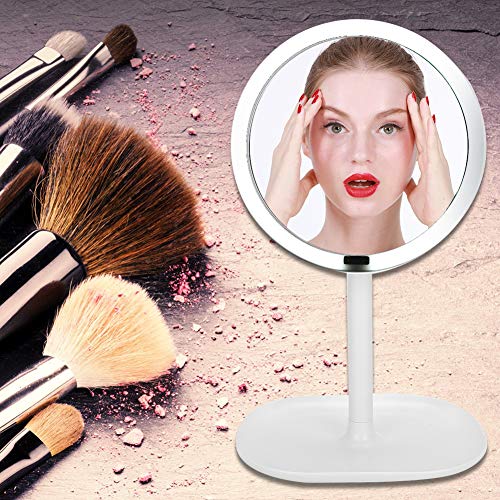 10X Magnification Makeup Mirror with LED Lights - Portable Vanity Mirror for Travel, Dorm & Home - Foldable Desktop Cosmetic Mirror with Touch Sensor - Perfect for Makeup Application, Skincare & Eyebrow Grooming