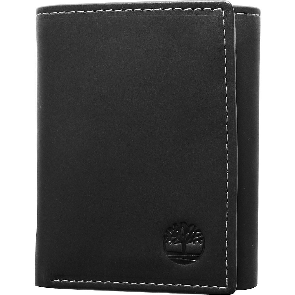Timberland Men's Leather Trifold Wallet with ID Window - Black (Hunter) - RFID Blocking - Perfect for Everyday Use, Travel & Business