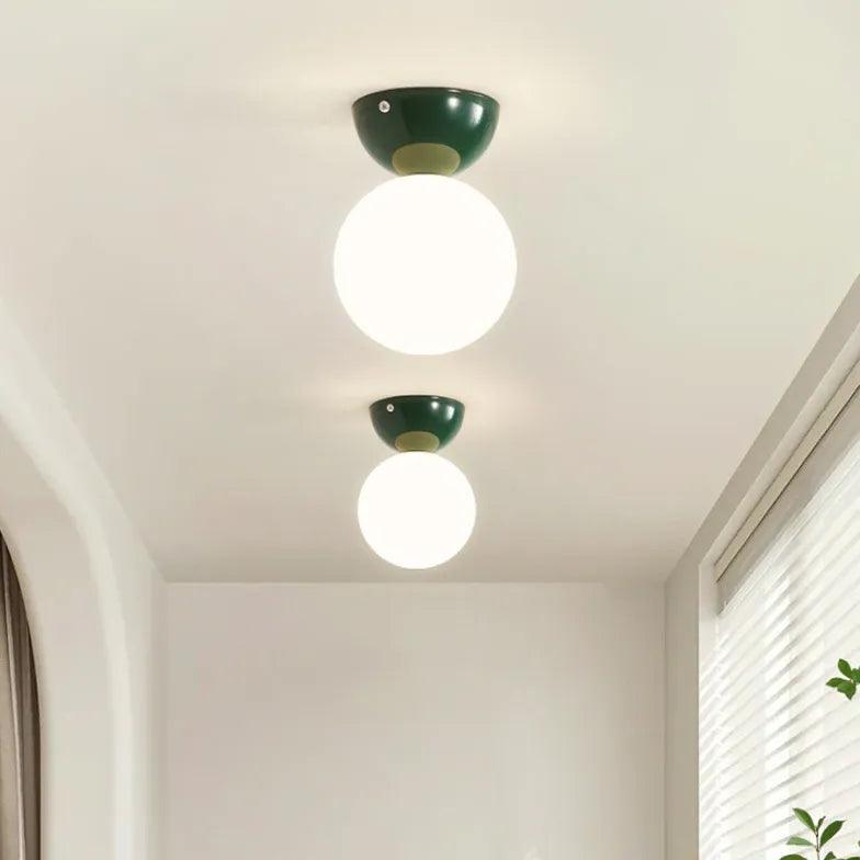 Modern Spherical Glossy Ceiling Light Fixture - LED Hallway Lighting for Home, Bedroom, Living Room & Entryway Decor