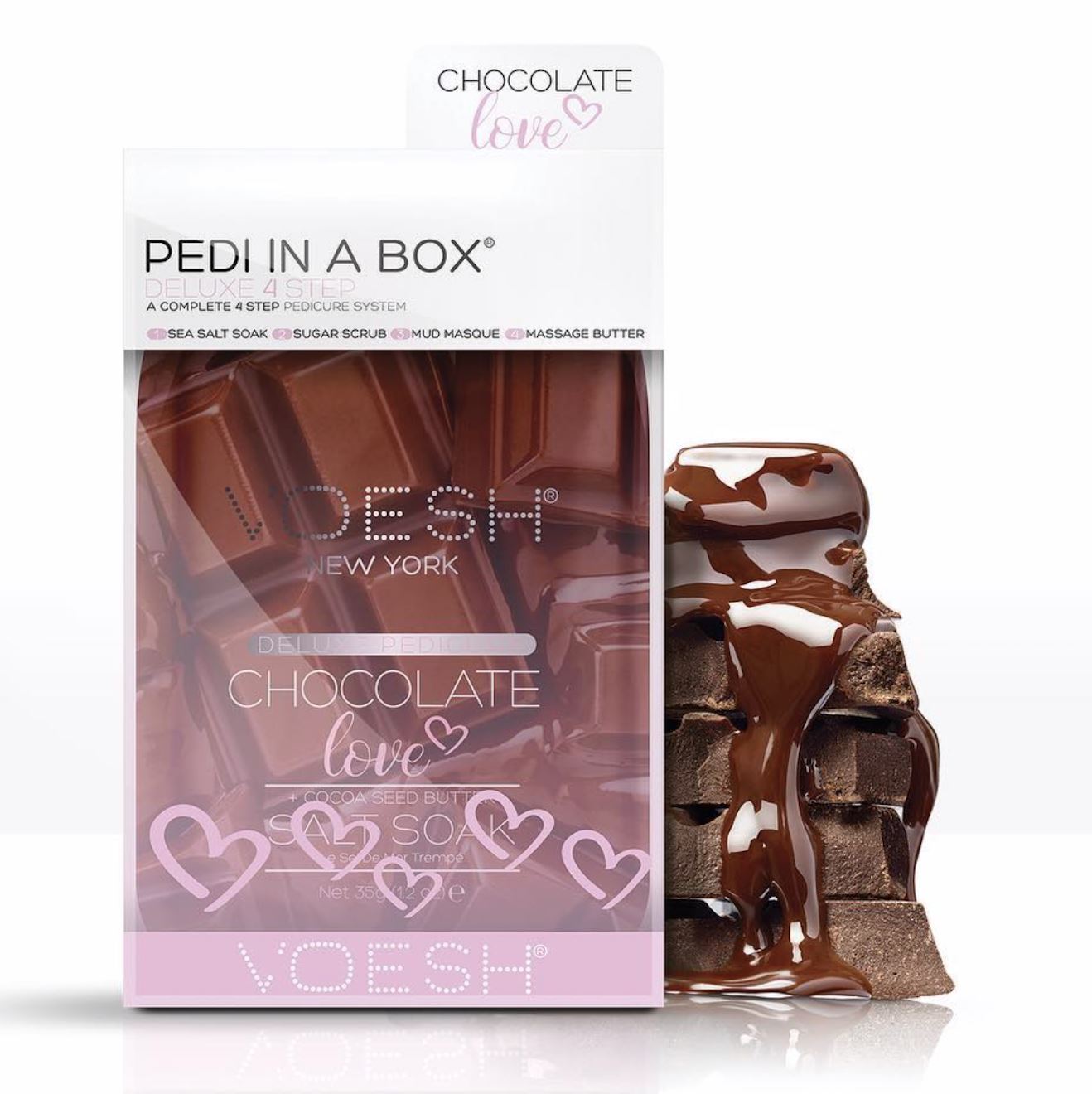 Voesh Pedi in a Box Chocolate Love - At-Home Spa Pedicure Kit with Shea Butter & Dead Sea Salt - Perfect for Self-Care, Relaxation & Gift Giving