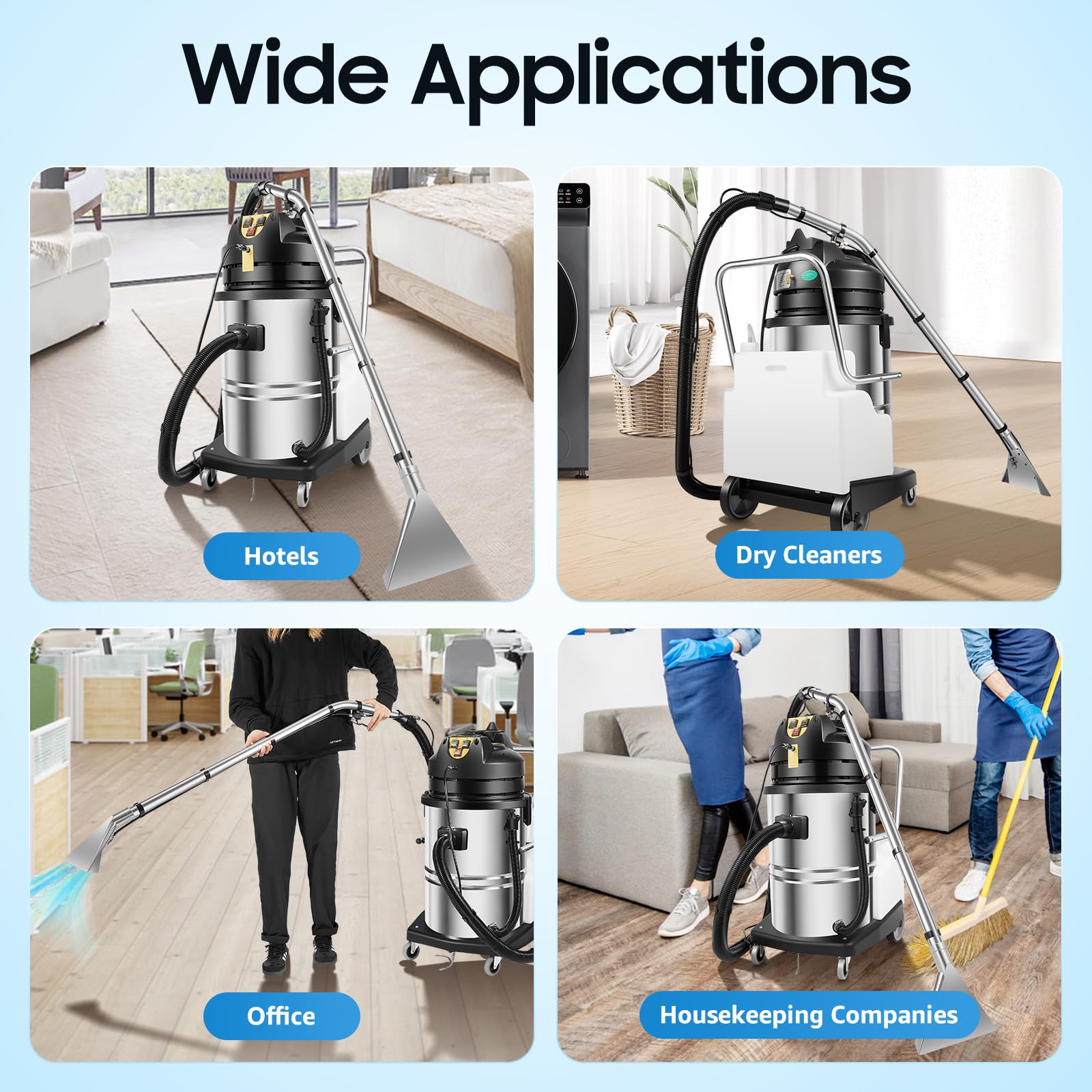 60L Commercial Carpet Cleaner Machine - 110V Deep Cleaner for Carpets, Sofas & Curtains | Portable Carpet Shampooer & Floor Scrubber with Dust Extraction | Perfect for Home, Office & Commercial Cleaning