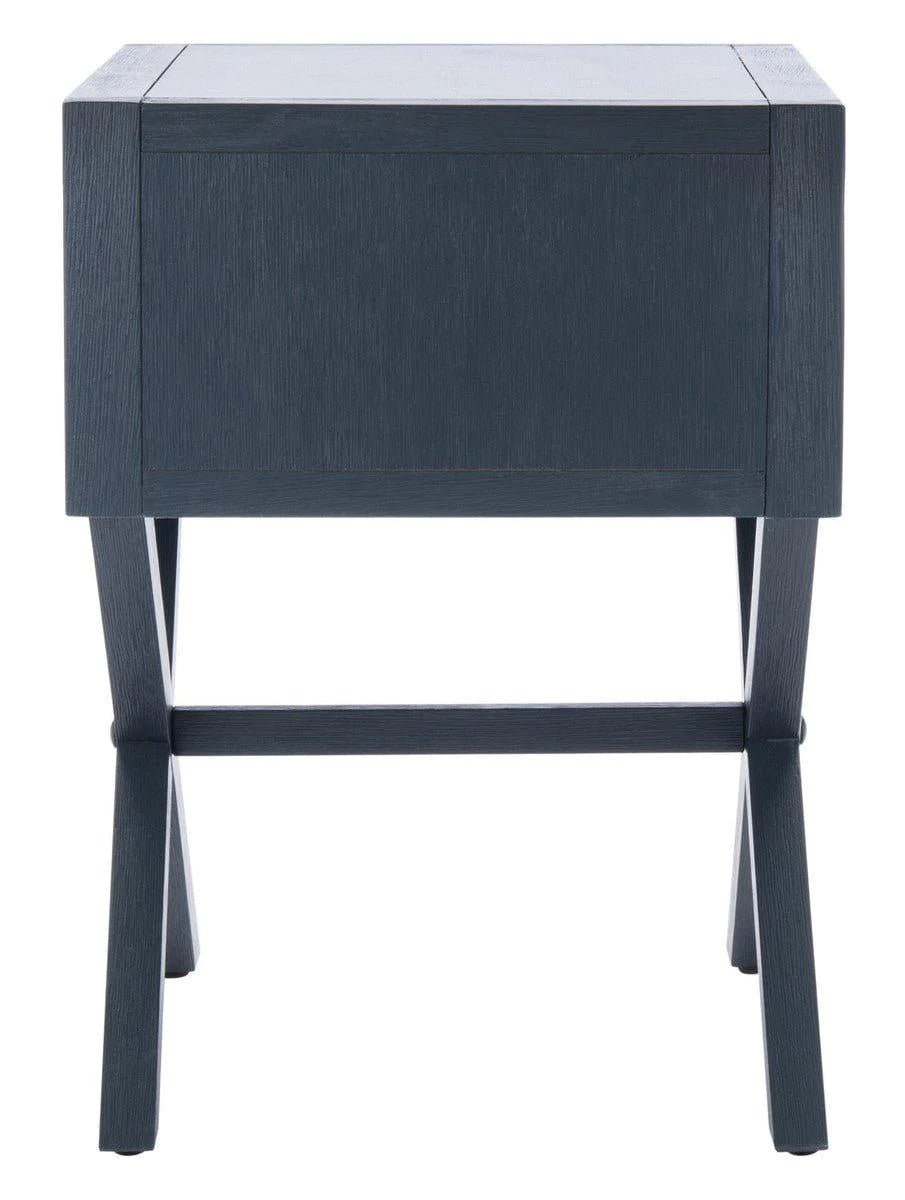 Modern Navy Blue Nightstand with One Drawer - Stylish Cross Base Design for Bedroom, Living Room, or Office