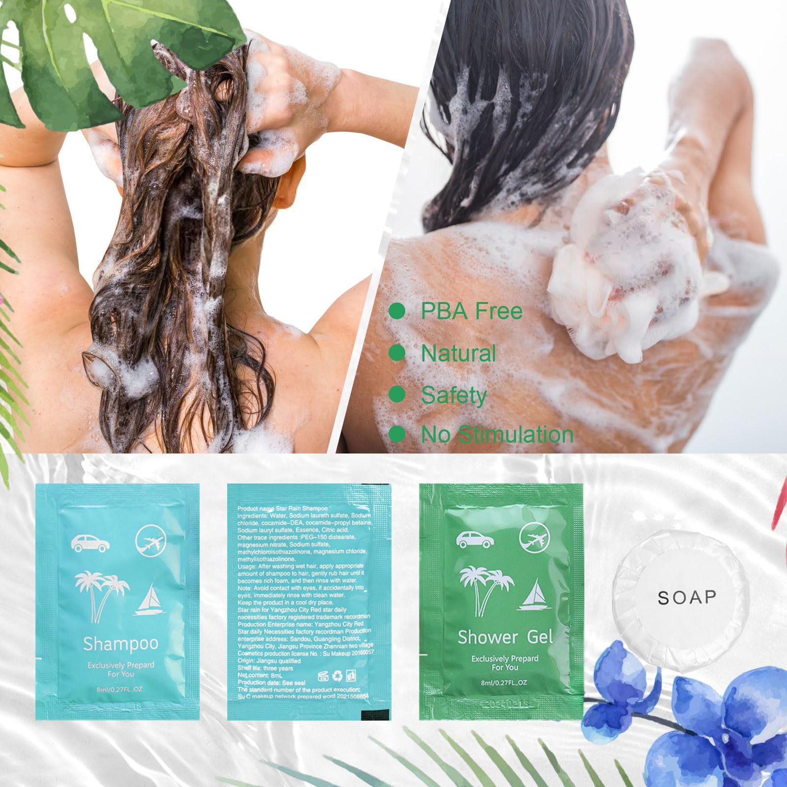 Travel Size Soap and Shampoo Set - 0.28 fl oz Mini Body Wash & Shampoo Bulk Pack (20 Count) - Perfect for Hotels, Homeless Hygiene Kits, Camping, Gym, and Travel Toiletries