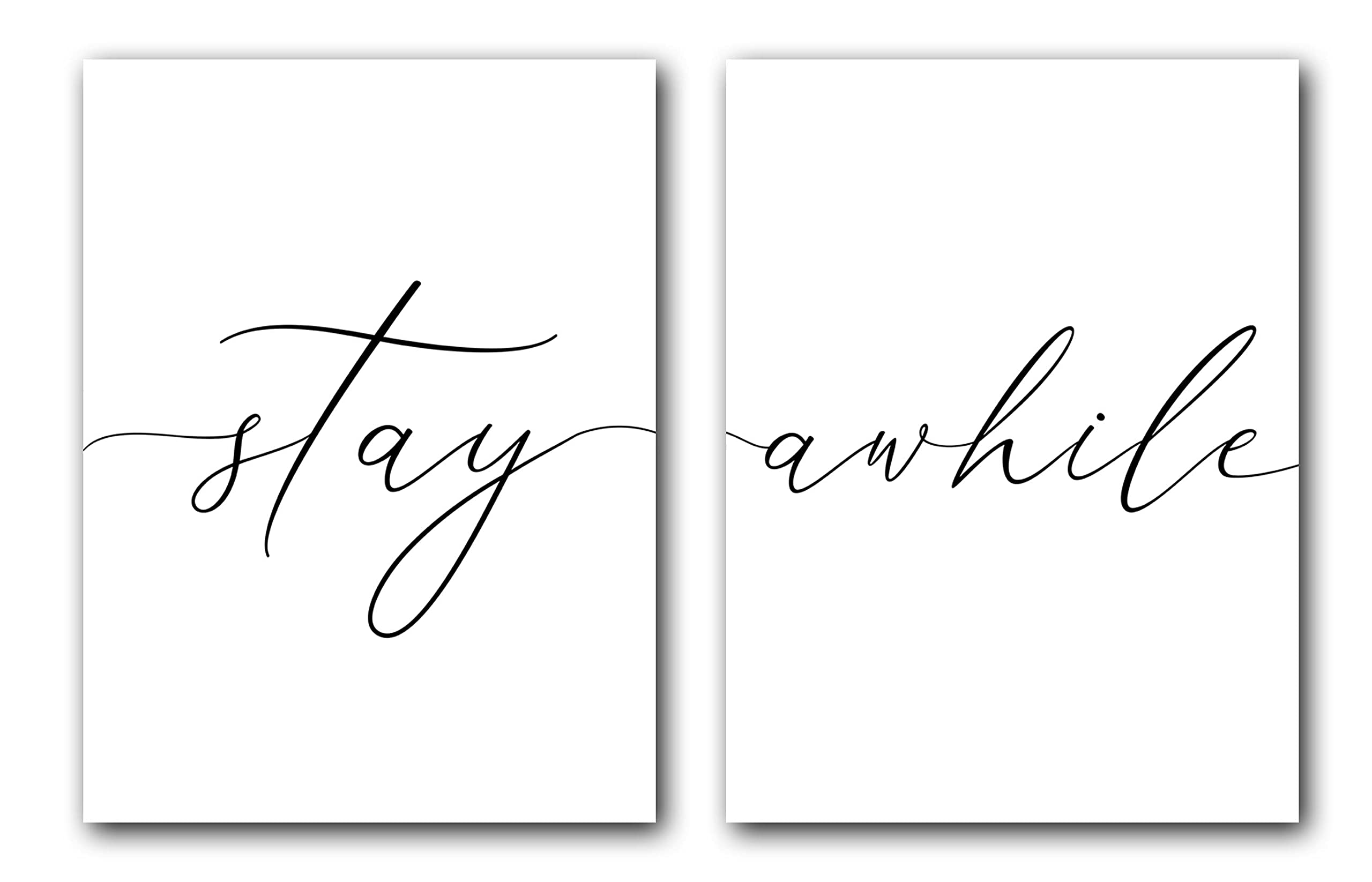 Stay Awhile Poster Set - 18x24 Inch Modern Wall Art Prints (Set of 2) - Perfect for Living Room, Bedroom & Office Decor