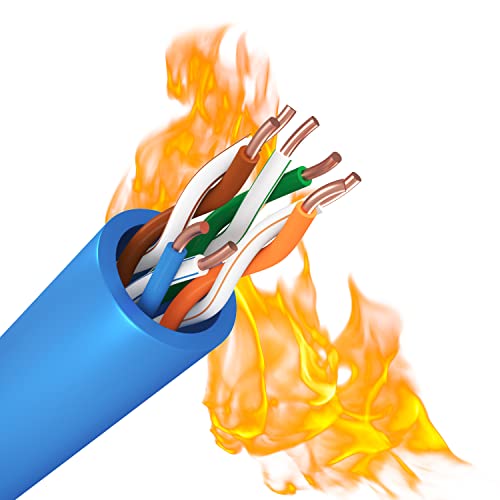High-Speed Syston Cat5e Ethernet Cable 350MHz 24AWG Solid Bare Copper - Indoor/Outdoor Plenum Rated (CMP) Bulk Network Cable 10ft-1000ft for Home Office, Gaming & Data Centers - Heat Resistant & Durable