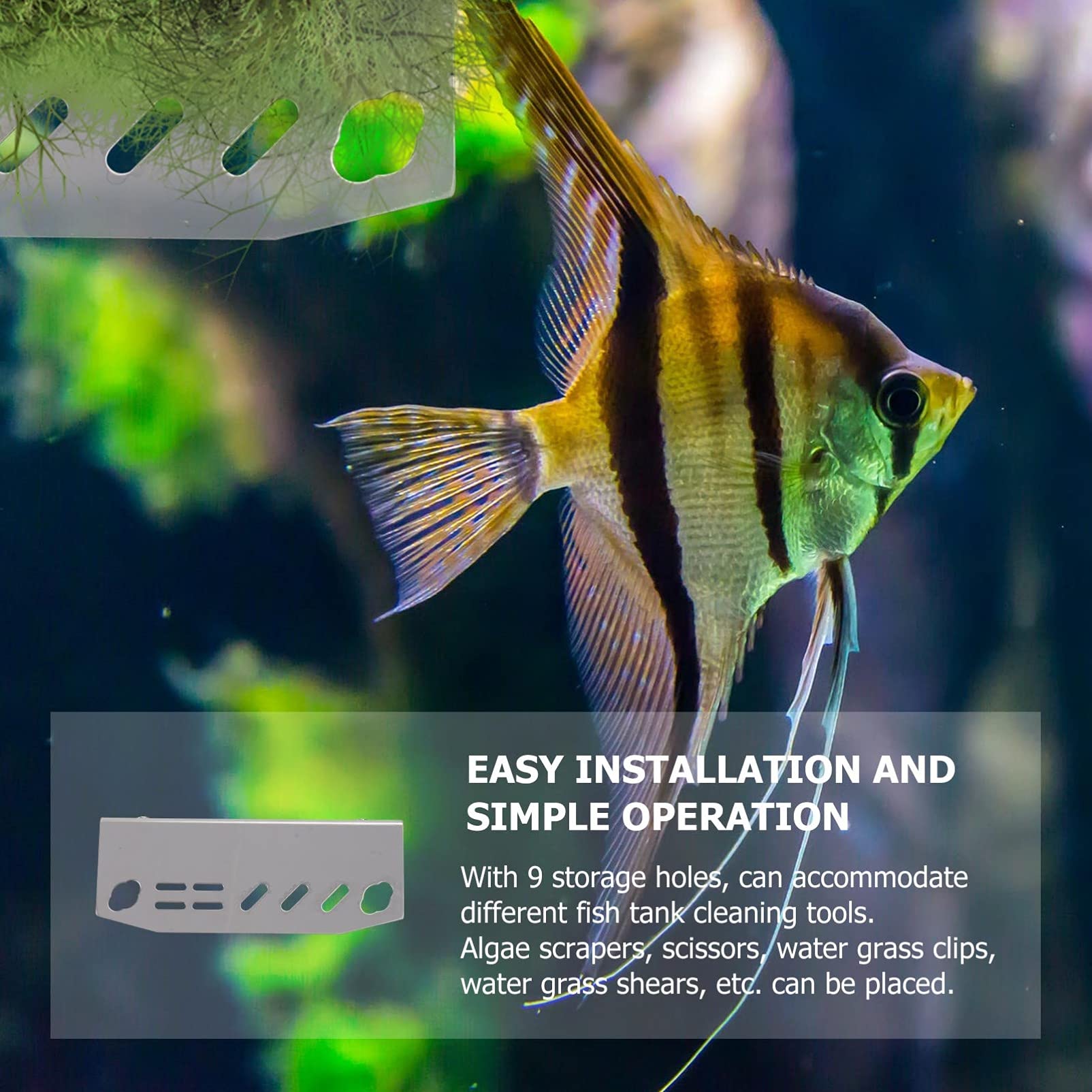 Balacoo Aquarium Cleaning Tools Set - Scraper, Spatula, Tweezers, Scissors & Storage Rack for Fish Tank Maintenance | Essential Aquatic Plant Care & Algae Removal Kit for Home Aquariums