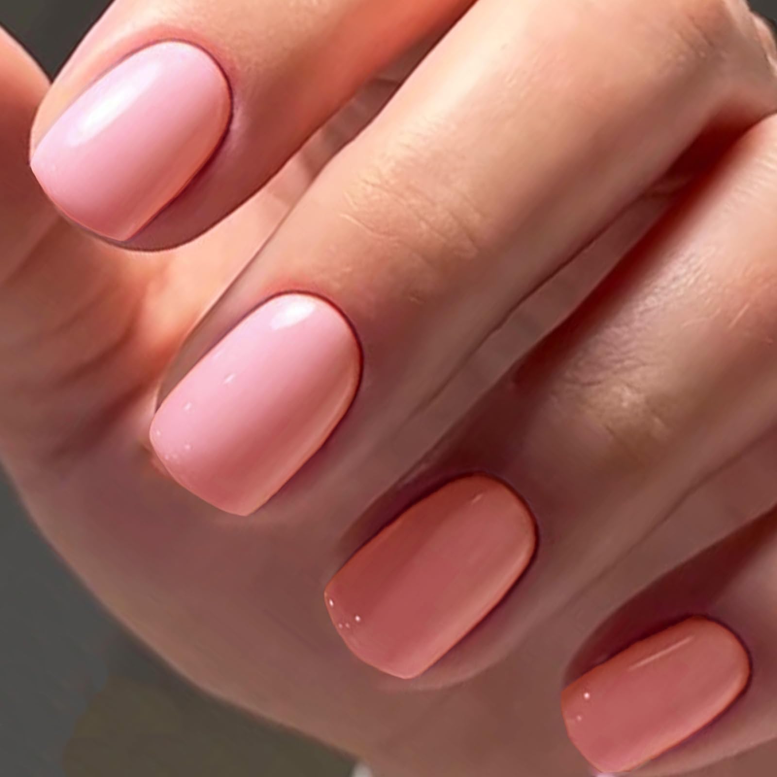 Glamermaid Extra Short Squoval Press on Nails - 24Pcs Light Pink Glossy Fake Nails with UV Finish | Reusable Acrylic False Nails Kit for Women | Perfect for Spring Summer Manicures, Weddings & Special Occasions