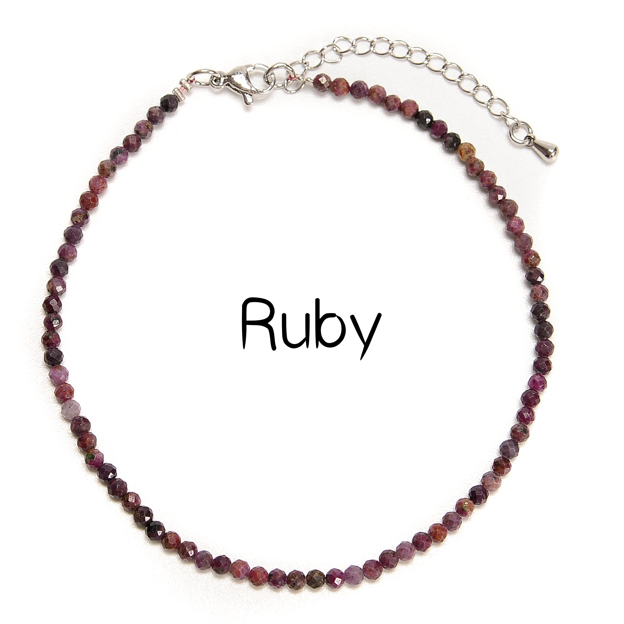 Faceted Round Mixed Gemstone Beaded Anklet - 2mm, 3mm, 4mm Sizes - 9'' Adjustable Length - Perfect for Beach, Boho & Summer Fashion