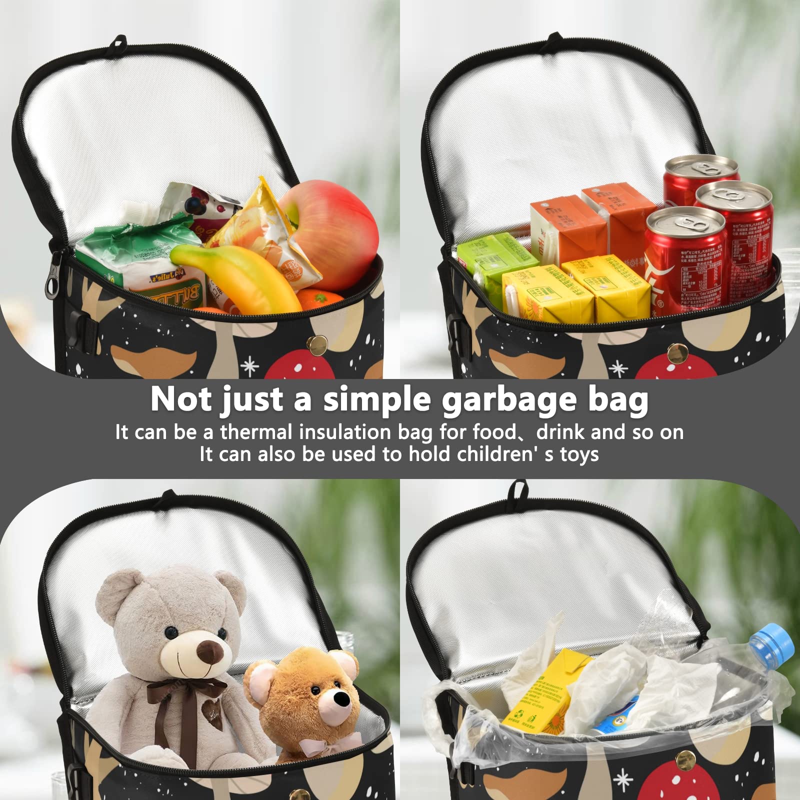 JUNZAN Cute Mushroom Car Trash Can - Leakproof Hanging Garbage Bin with Lid for Women | Perfect for Minivan, Truck, Van & SUV | Keep Your Vehicle Clean & Organized