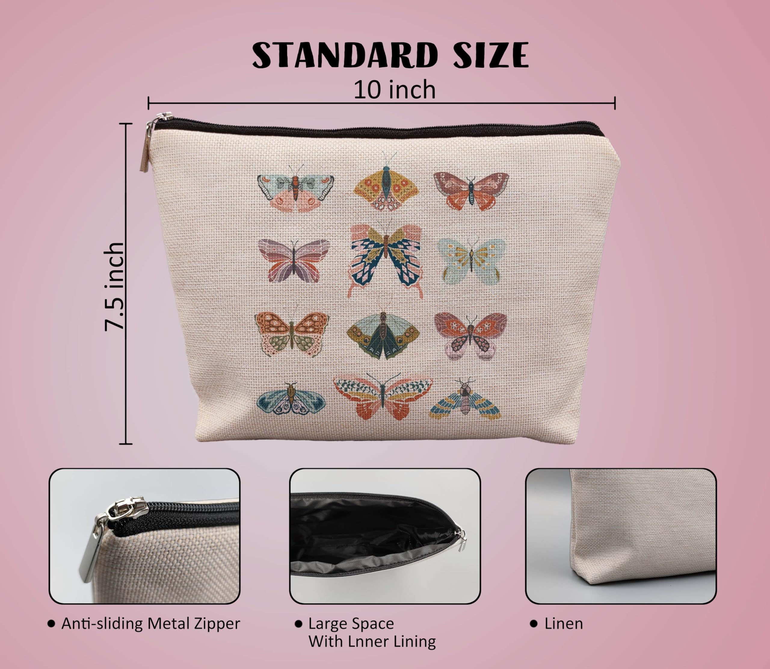 Butterfly Makeup Bag for Women & Girls - Cute Cosmetic Pouch for Travel, Gifts for Mom, Ladies, Teens - Perfect for Makeup Storage, Toiletries, and Daily Essentials