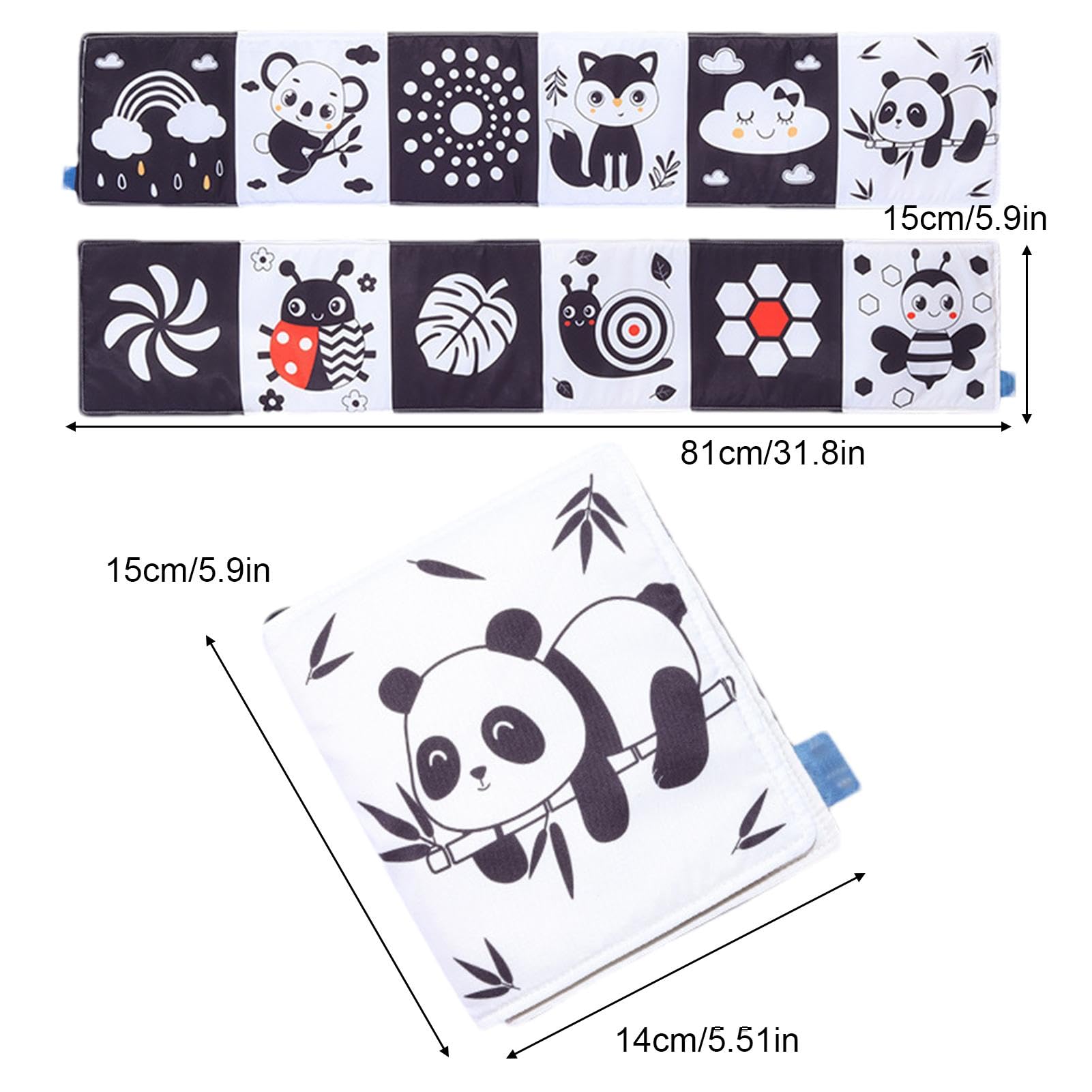 XIAYANG Baby Cloth Books - Soft Early Education Sensory Toys | Black & White Fabric Book for Newborns & Infants | Perfect for Birthday, Children's Day & Easter Gifts | Montessori Learning & Travel Activity Toy