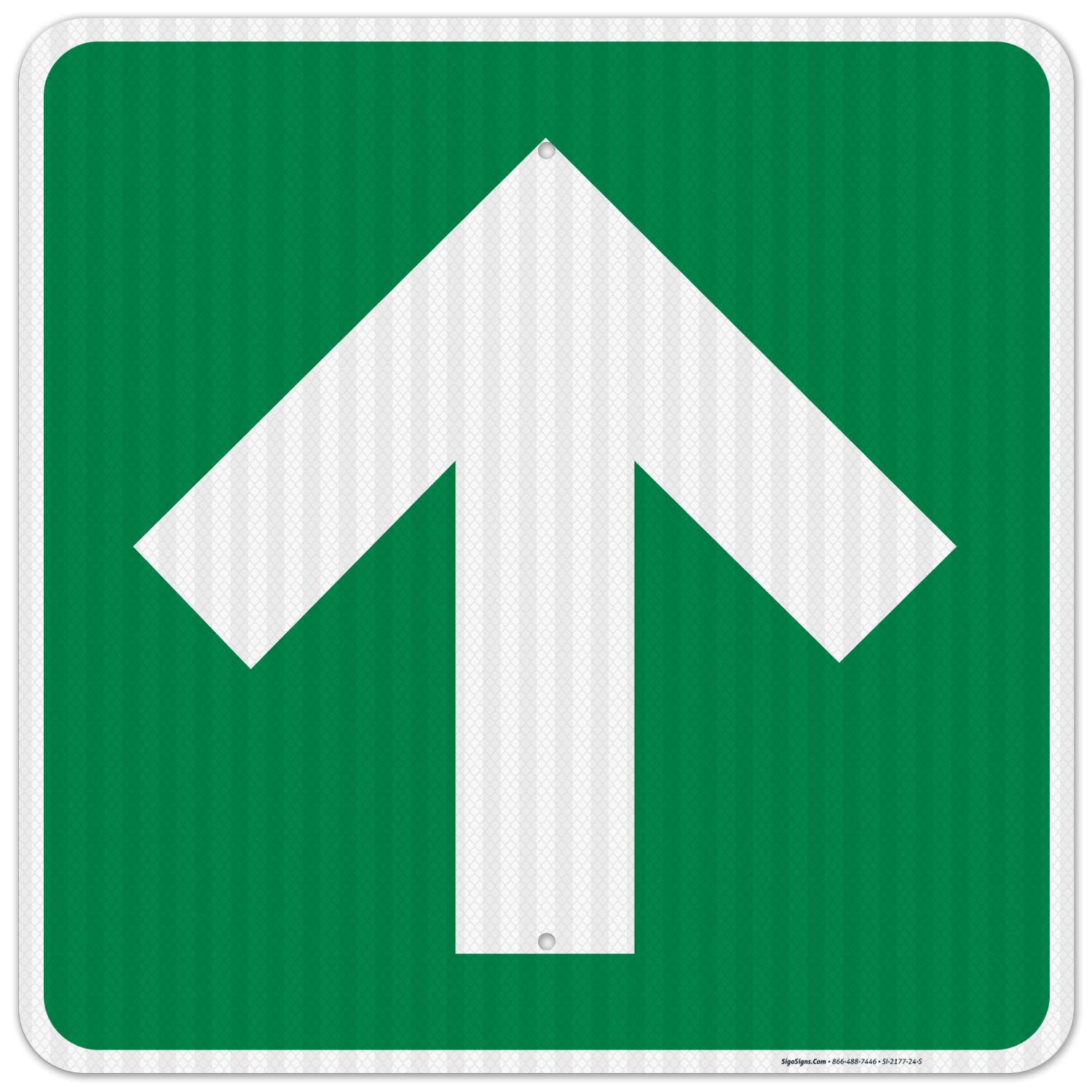 3M EGP Reflective Green Up Arrow Sign - 24x24 Inches, .080 Aluminum, Fade Resistant for Indoor & Outdoor Use - Made in USA | Perfect for Construction Zones, Parking Lots & Warehouse Safety