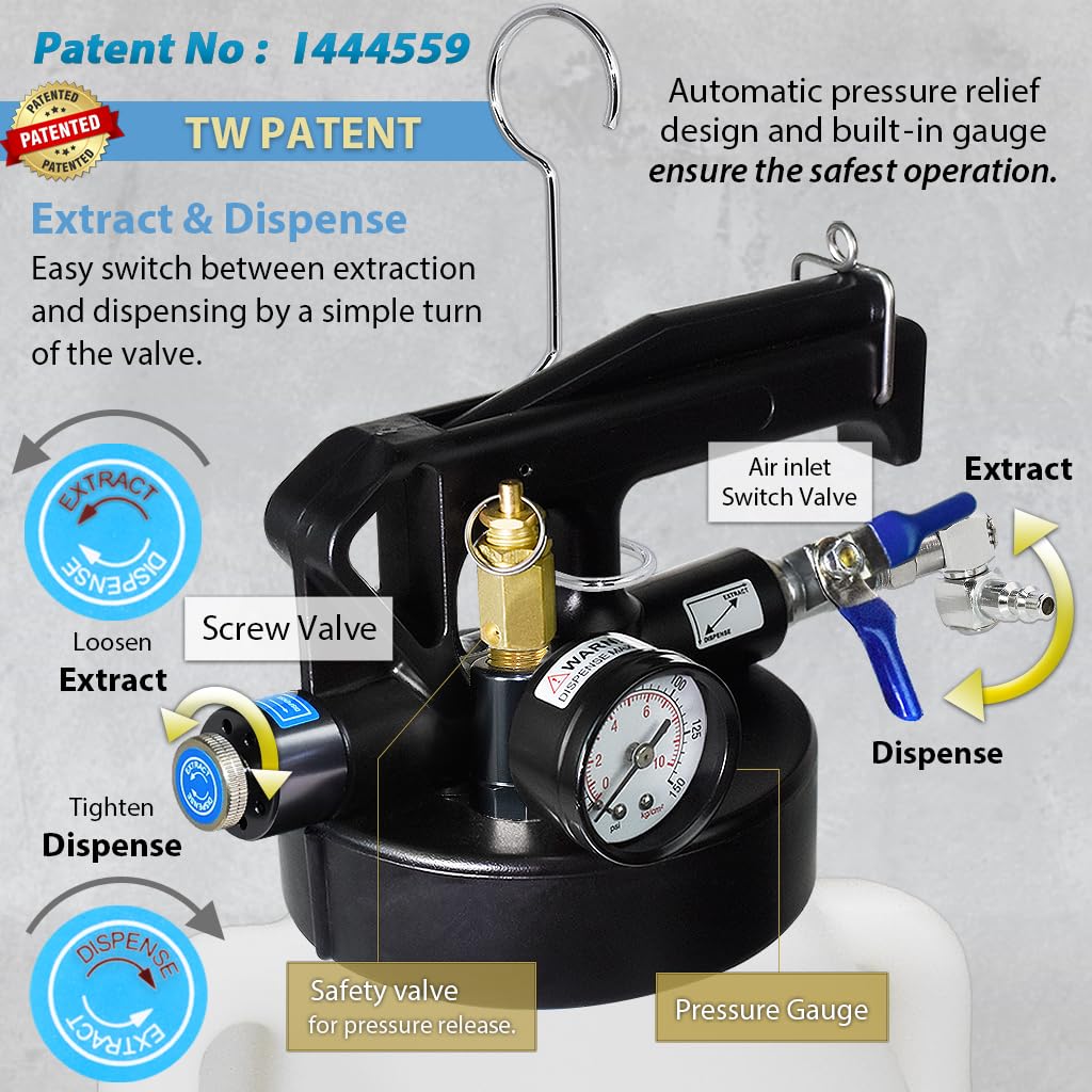 FIRSTINFO Patented 8.5 Liter 17 Pcs ATF Filler Adapter Kit | Pneumatic Transmission Fluid Dispenser Pump with Refilling Funnel | Perfect for Car Maintenance, Auto Repair Shops & DIY Transmission Fluid Change
