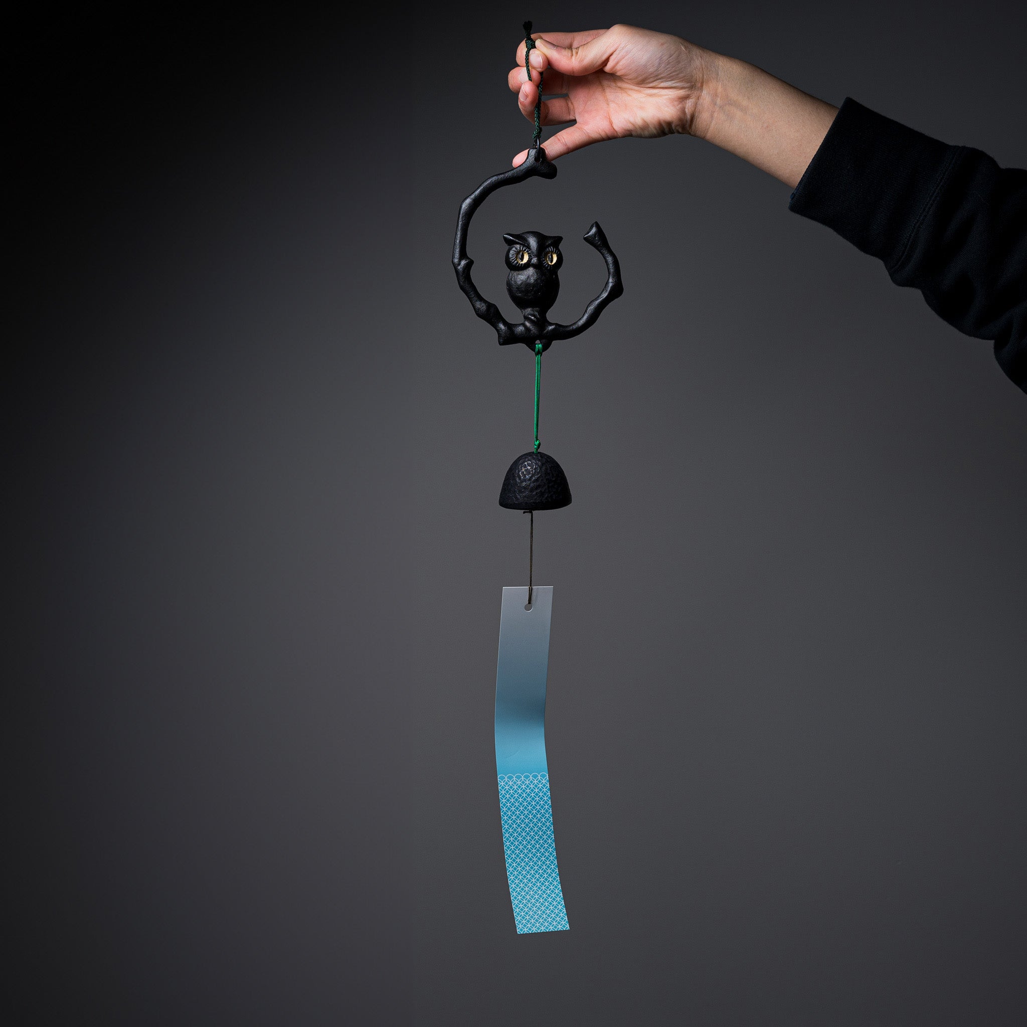 Temple Bell Wind Chime with Night Owl Design - Handcrafted Japanese Style Outdoor Garden Decor for Relaxation & Feng Shui