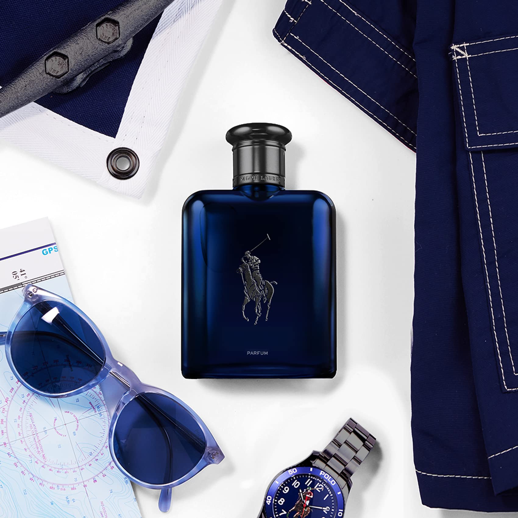RALPH LAUREN Polo Blue Men's Cologne Refillable Set - Citrus Oak Vetiver Scent - 4.2oz Bottle + 5.1oz Refill - Fresh Intense Fragrance for Day & Night Wear - Perfect for Work, Date & Special Occasions