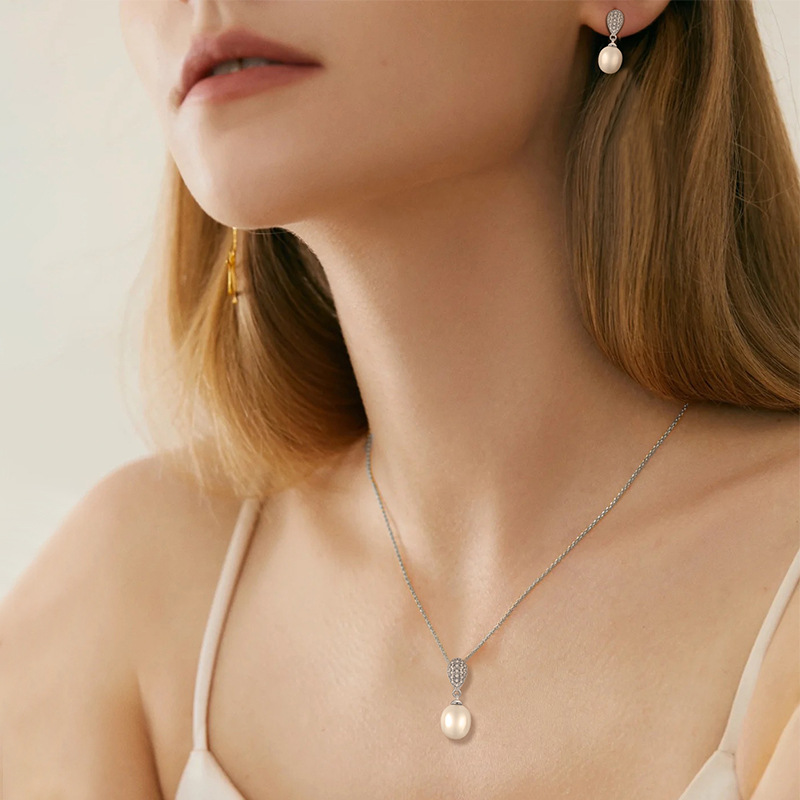 Elegant Pearl Pendant Necklace for Women - 18K Gold Plated Sterling Silver Jewelry - Perfect for Weddings, Anniversaries & Special Occasions